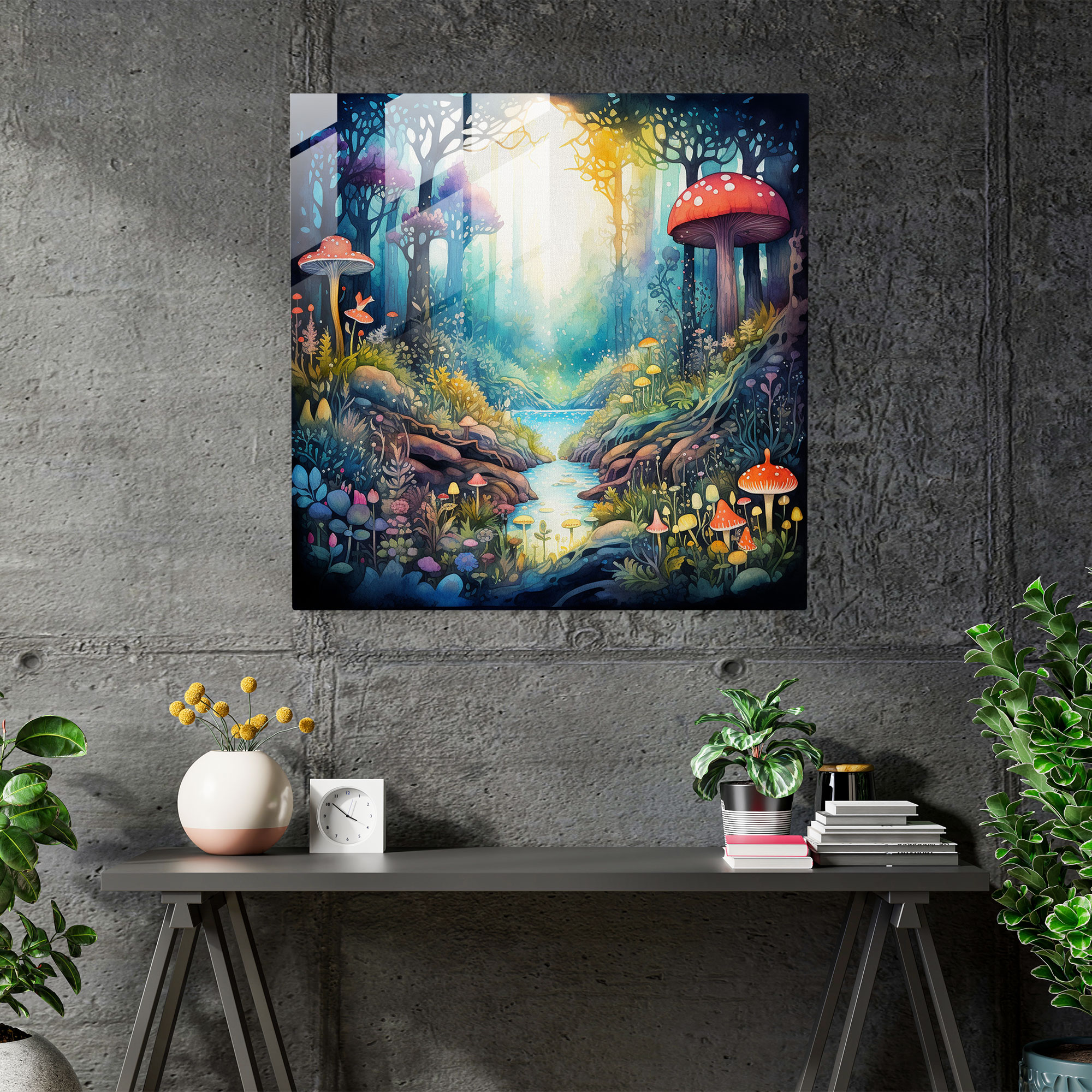 Verträumtes Verzaubertes Glasbild - Mystisches Waldkunstwerk