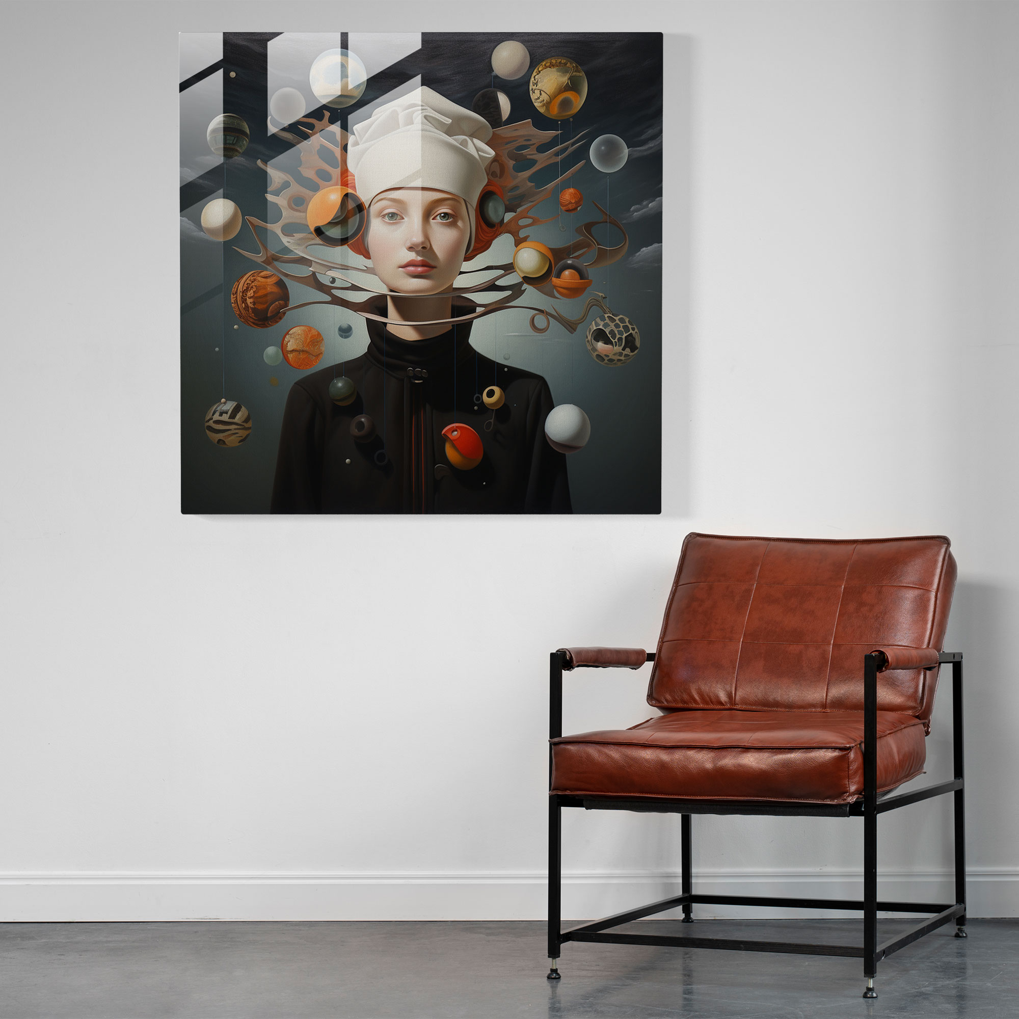 Geheimnisvolles Illusionsglas Wandkunst - Surrealistisches Porträt