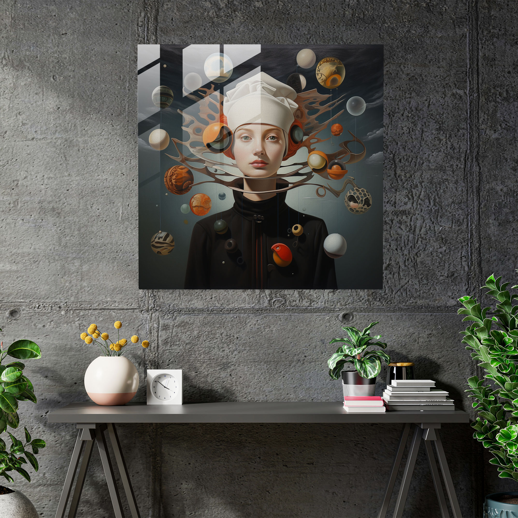Geheimnisvolles Illusionsglas Wandkunst - Surrealistisches Porträt
