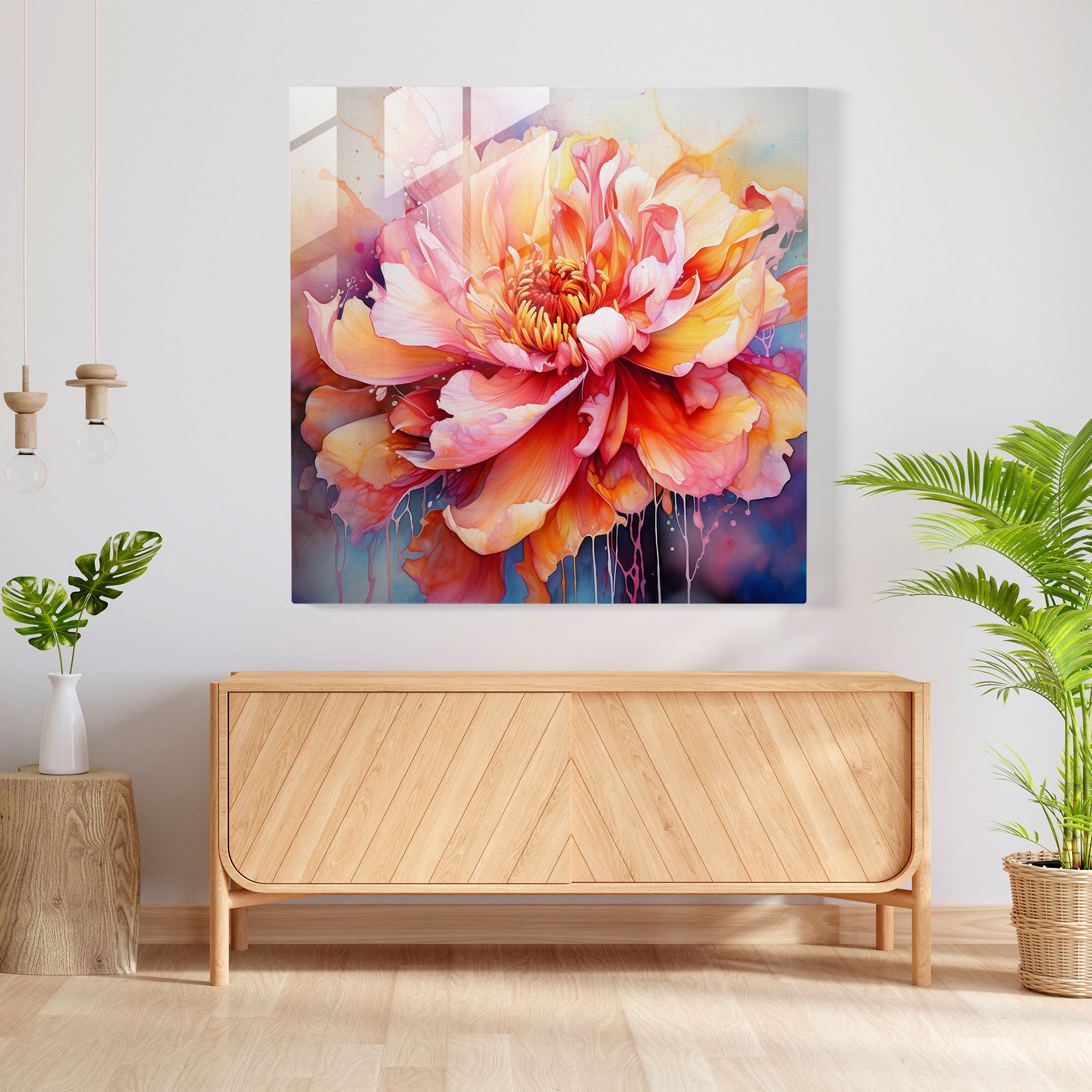 Glasbild Blühende Schönheit - Realistisches Glaswandkunstwerk Moderne Wohnkultur