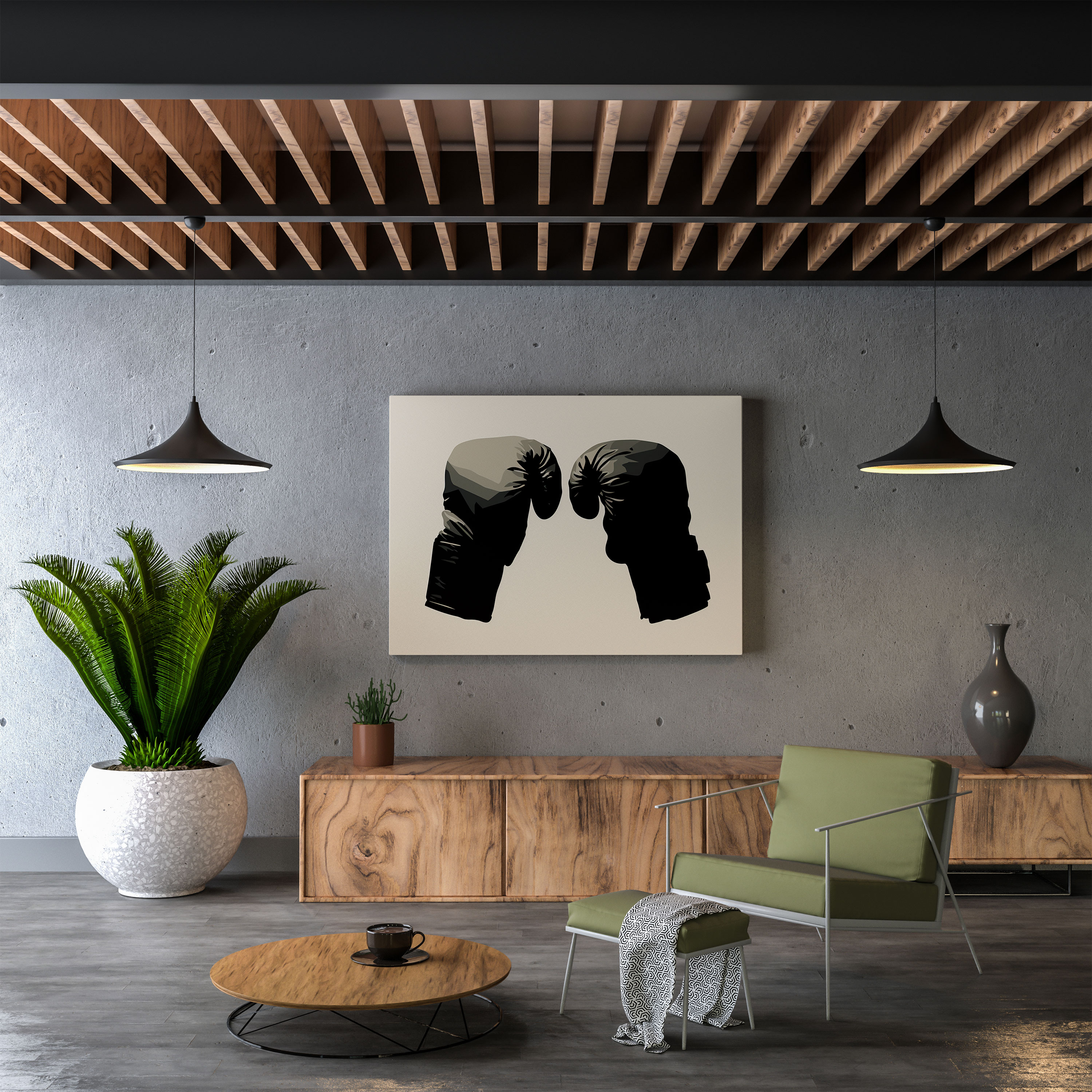 Muhammad Ali Duvar Sanatı - Minimalist Kanvas Tablo - Monokrom Tonlar Sofistike.