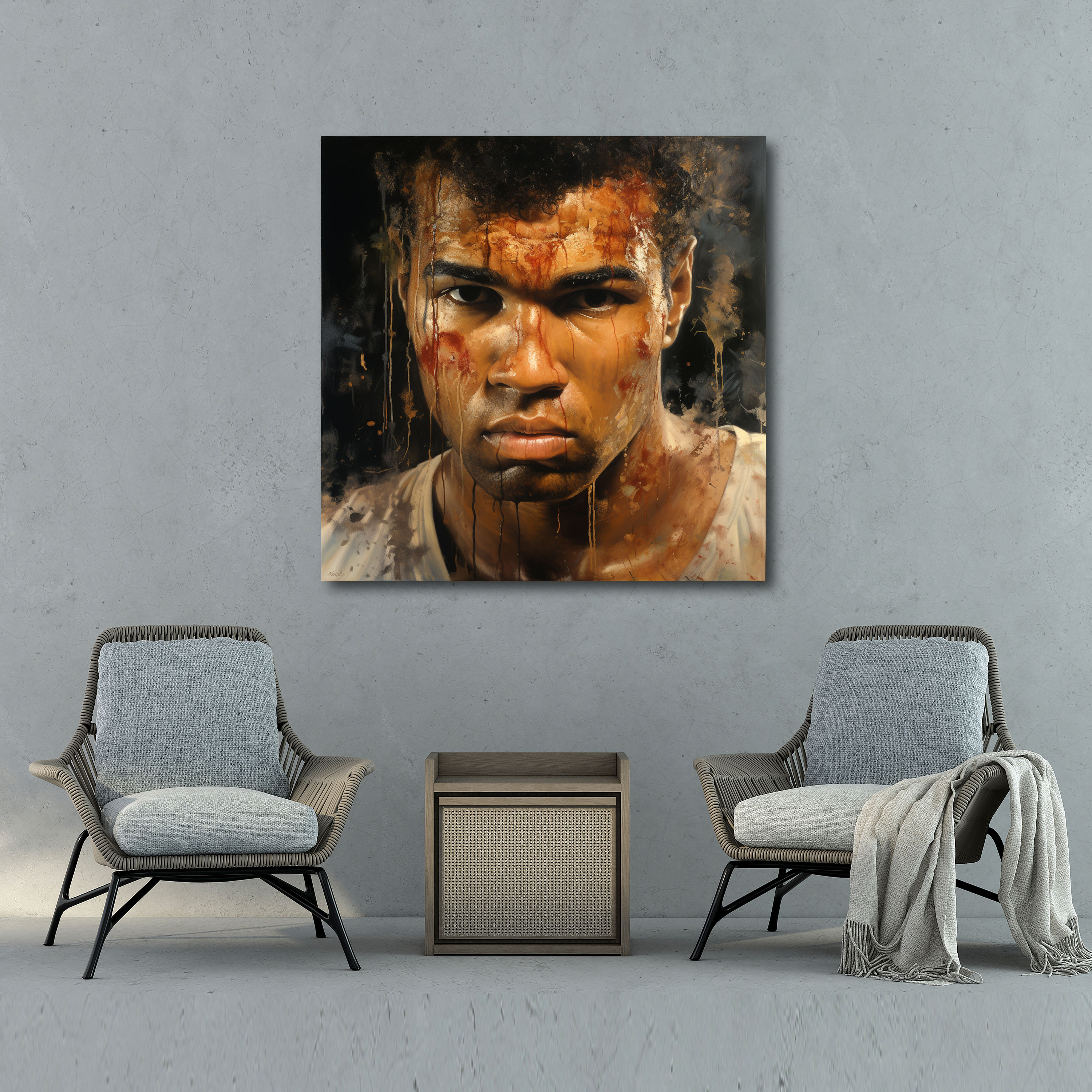 Muhammad Ali Canvas Print - Realist Wall Decoration - Muhammad Ali, Intricate Details, Enduring Legacy, Lifelike Textures