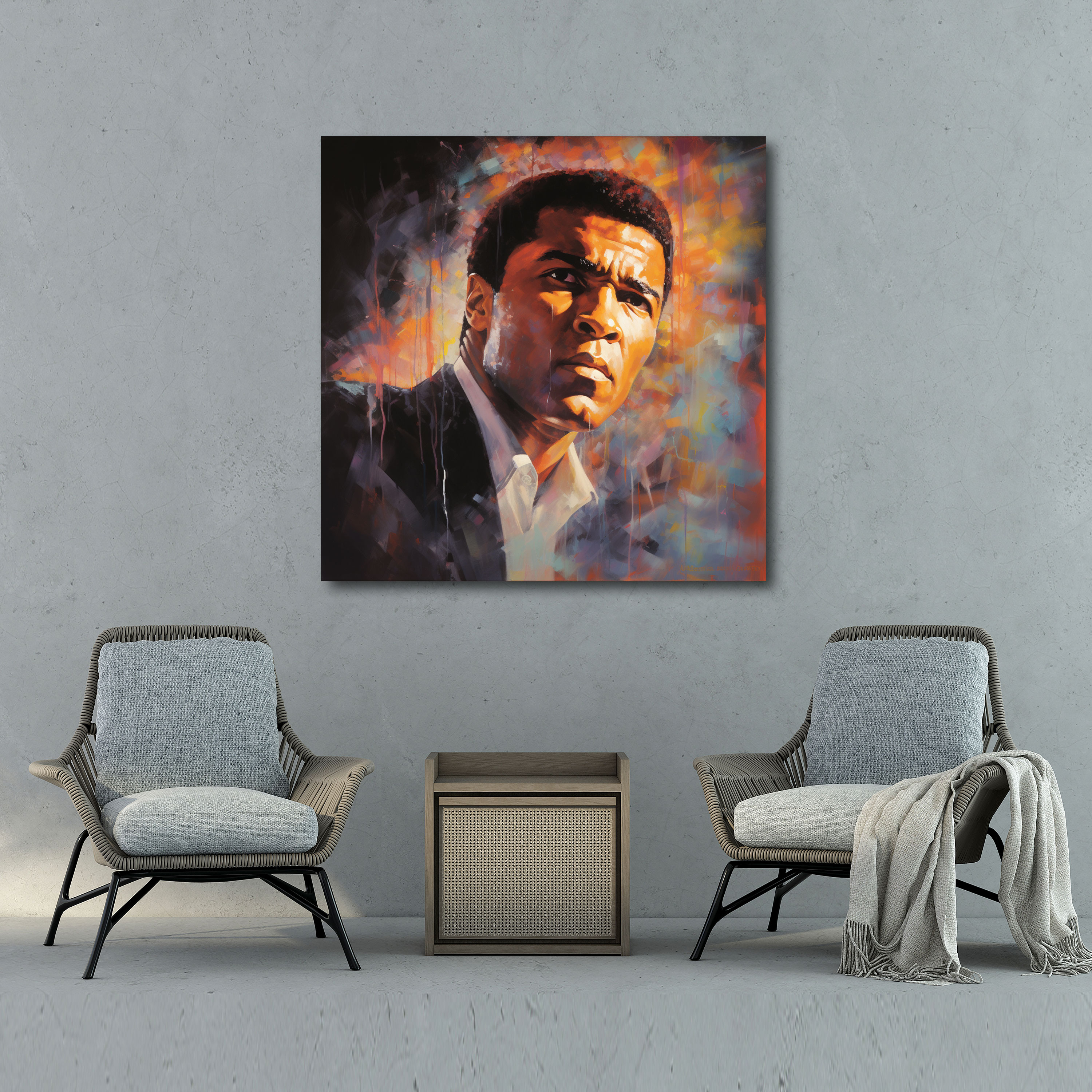 Muhammad Ali Yansımalı Kanvas Tablo - Duvara Asılan Muhammad Ali Sanatı