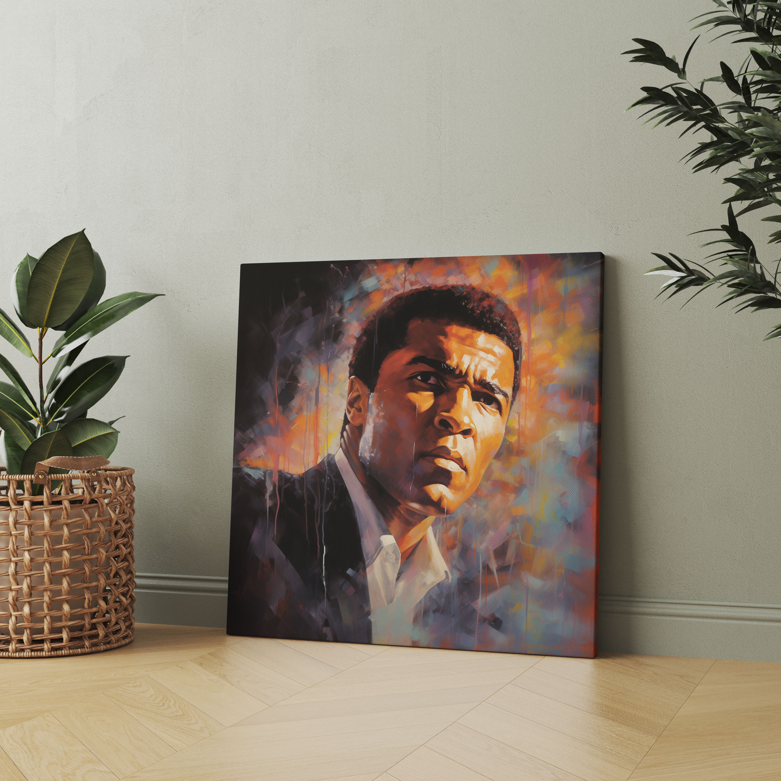 Muhammad Ali Yansımalı Kanvas Tablo - Duvara Asılan Muhammad Ali Sanatı