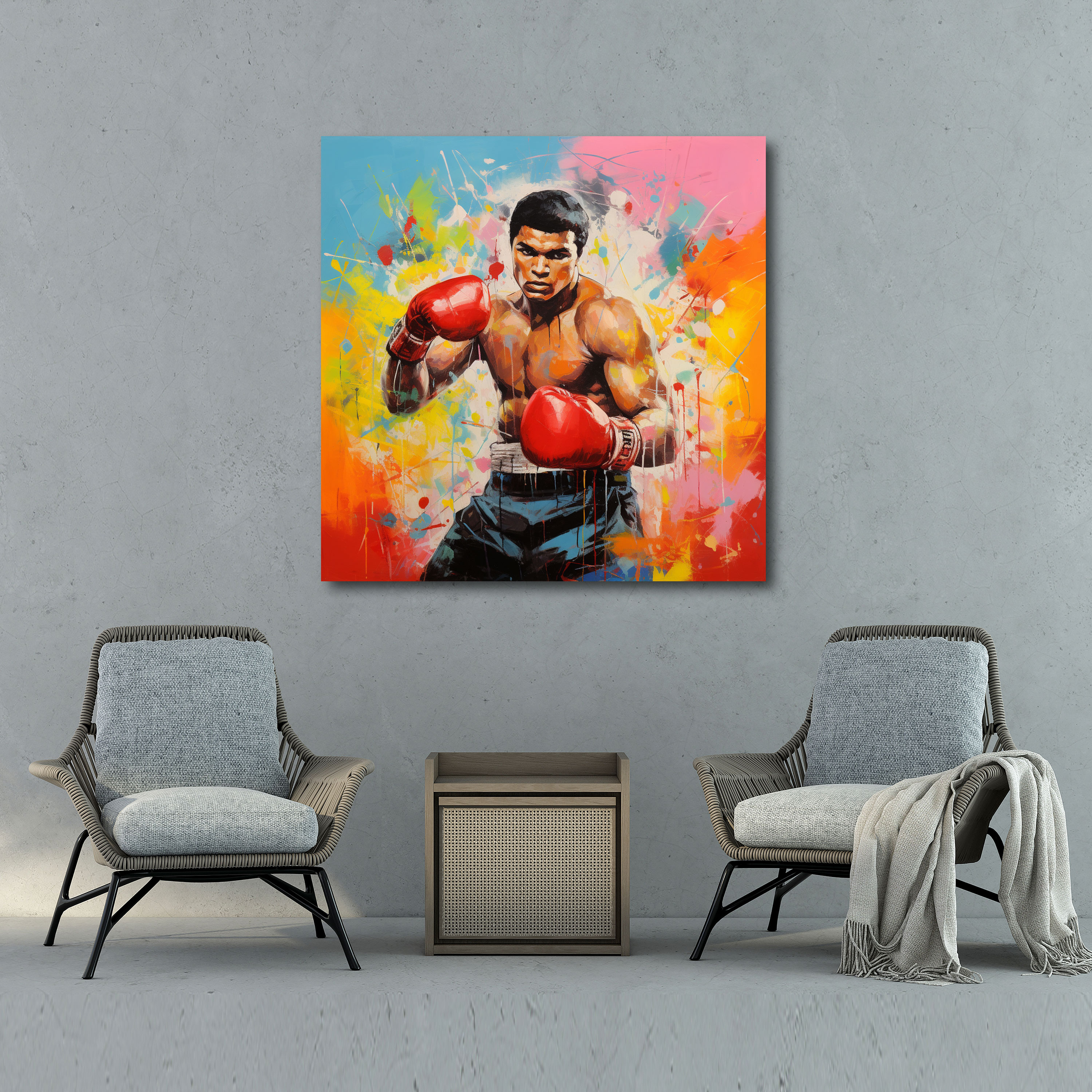 Muhammad Ali Pop Art Canvas Print - Muhammad Ali, Boxing Ring, Home Decoration, Pop Art