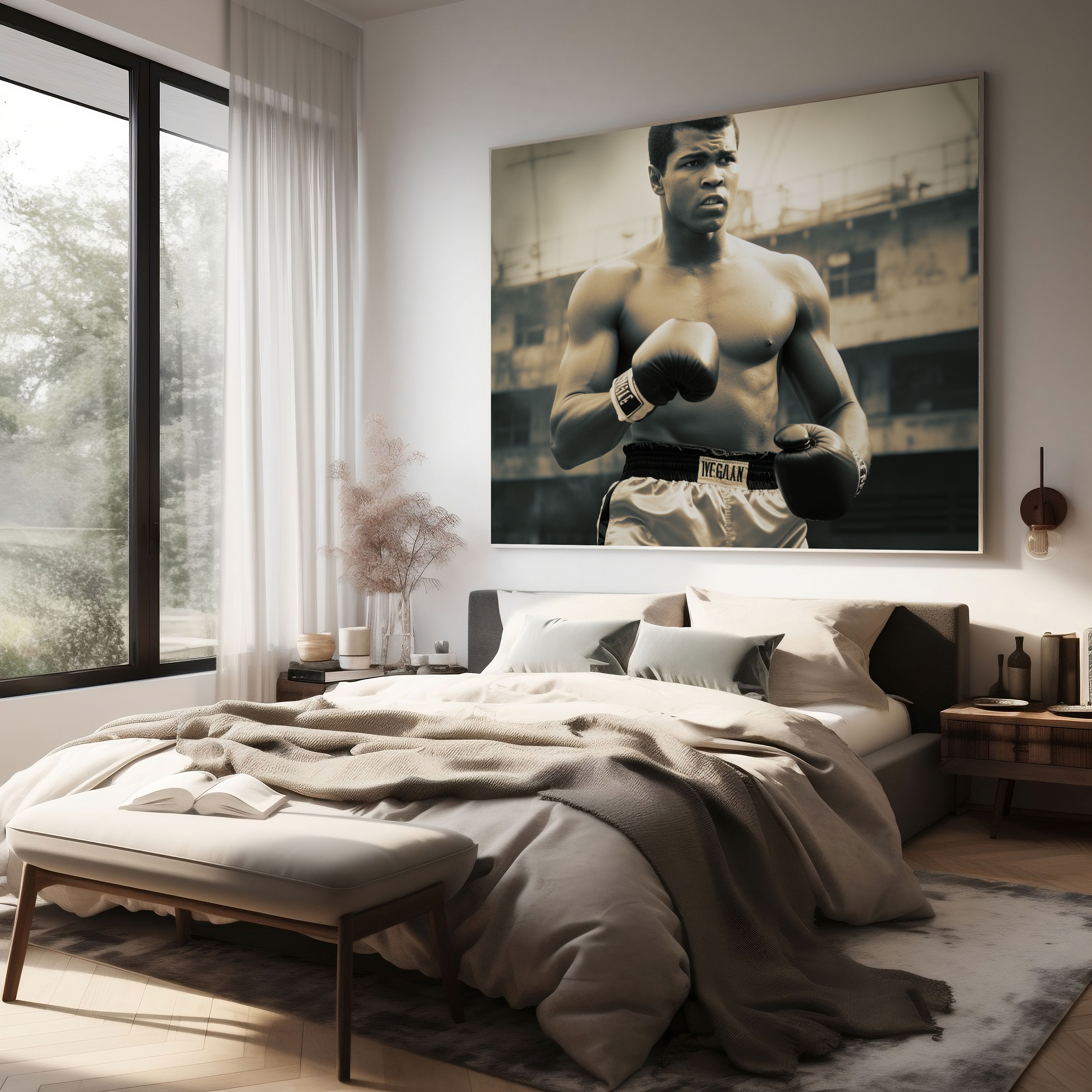 Muhammad Ali İlham Veren Kanvas Tablo - Eğitim ve Azim Temalı