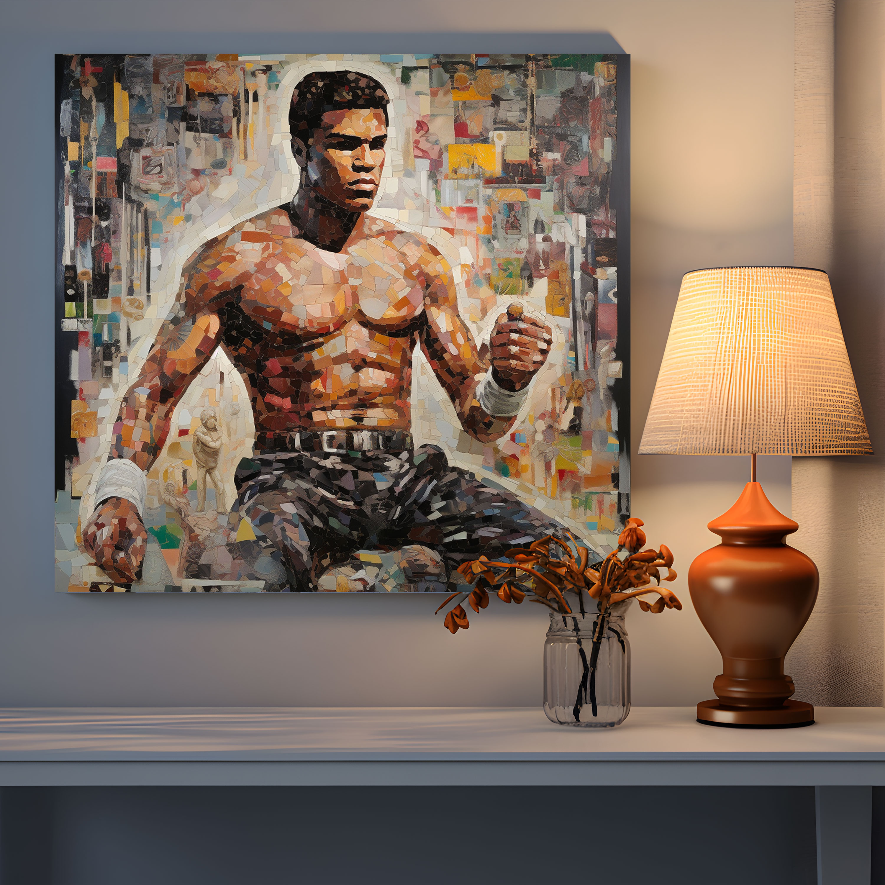 Muhammad Ali Mosaic Wall Decoration - Muhammad Ali, Wall Decoration, Canvas Print, Influential Moments