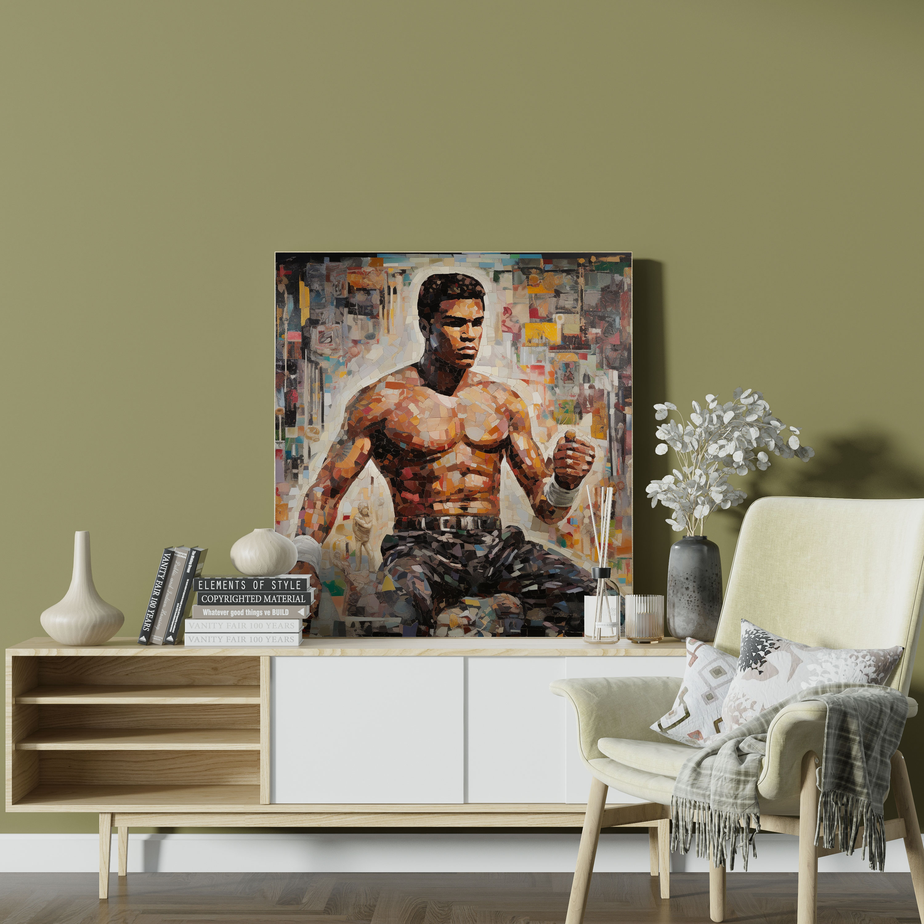 Muhammad Ali Mosaic Wall Decoration - Muhammad Ali, Wall Decoration, Canvas Print, Influential Moments