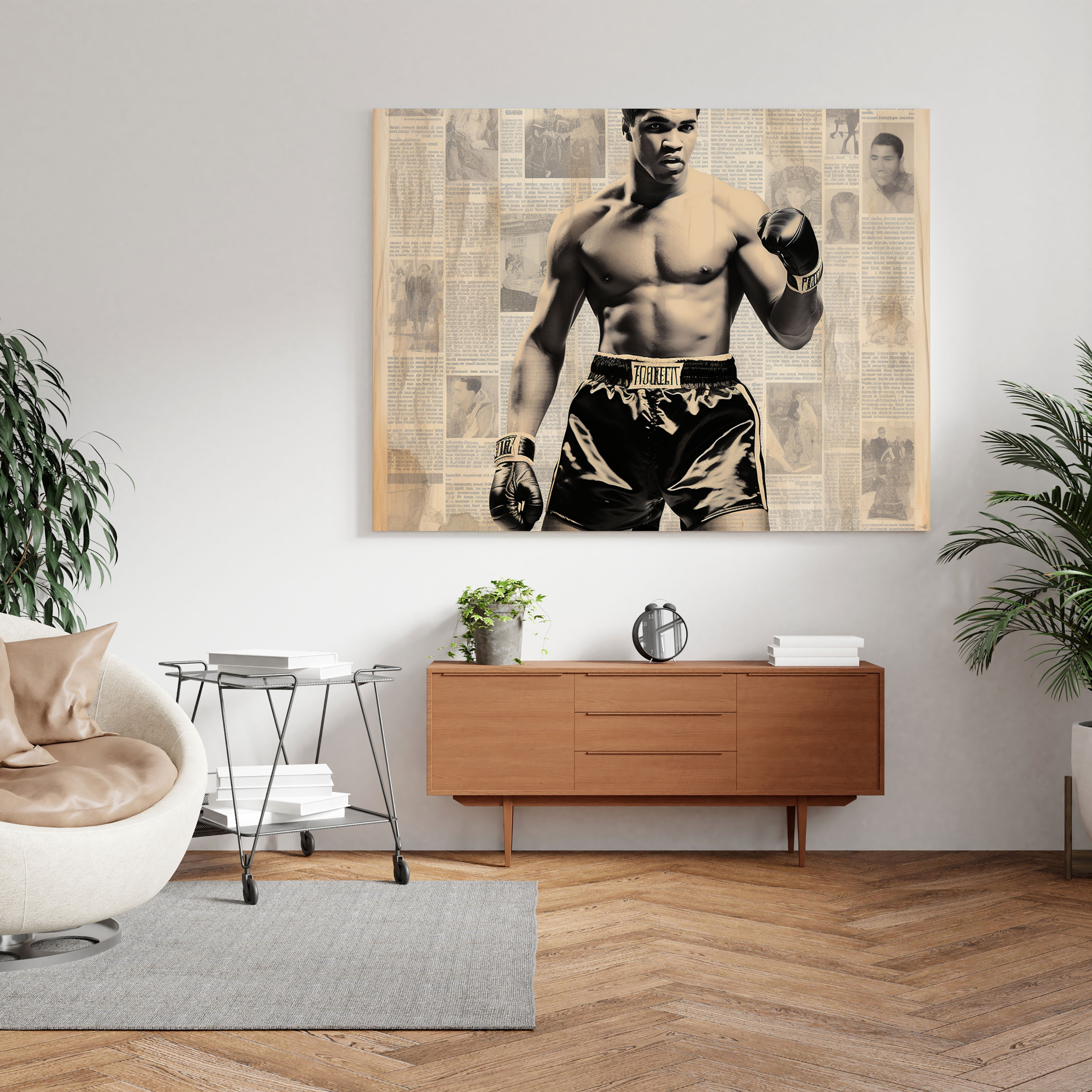 Muhammad Ali Wall Decoration - Newspaper Collage Canvas Print - Muhammad Ali, Home Decoration, Canvas Print, Wall Art