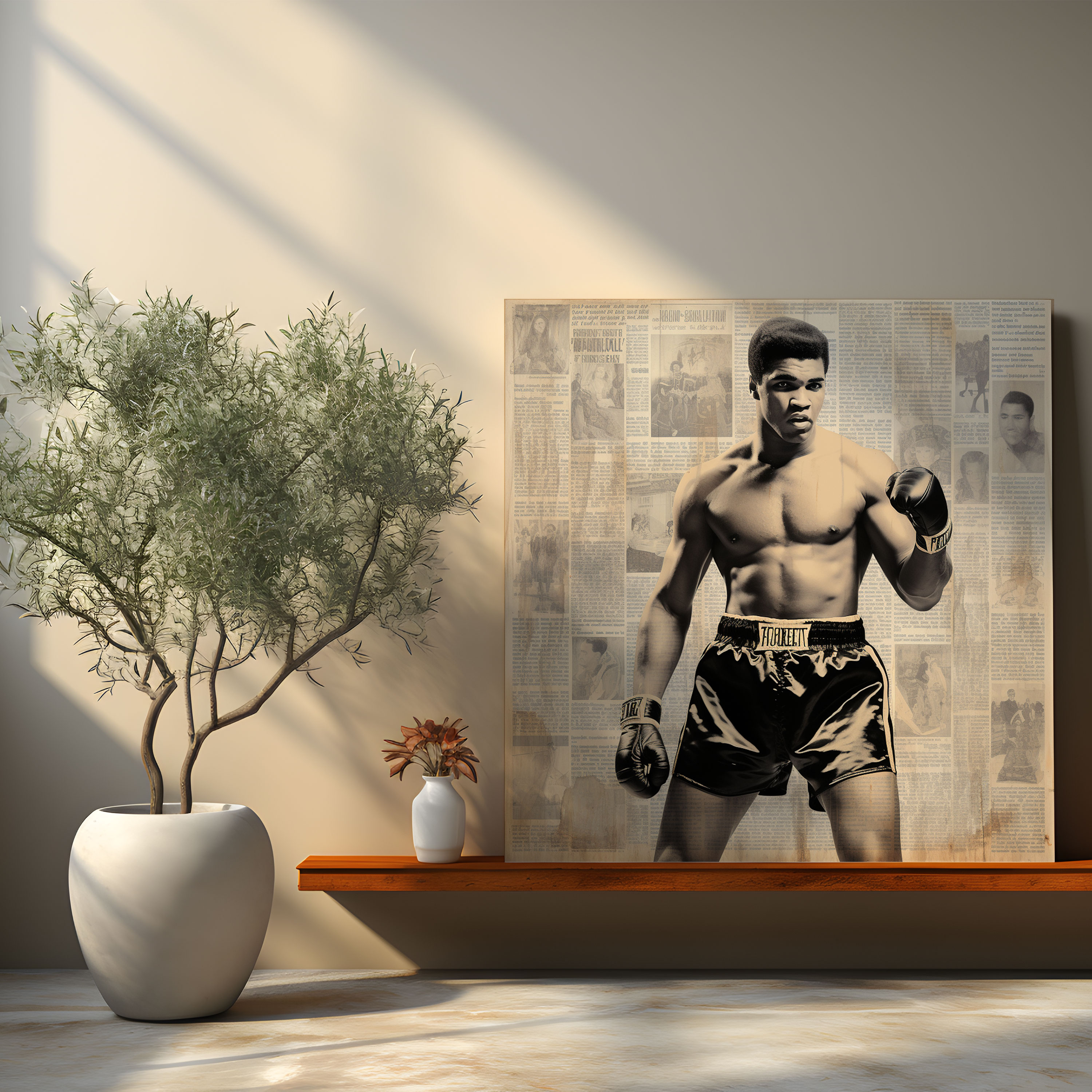 Muhammad Ali Wall Decoration - Newspaper Collage Canvas Print - Muhammad Ali, Home Decoration, Canvas Print, Wall Art