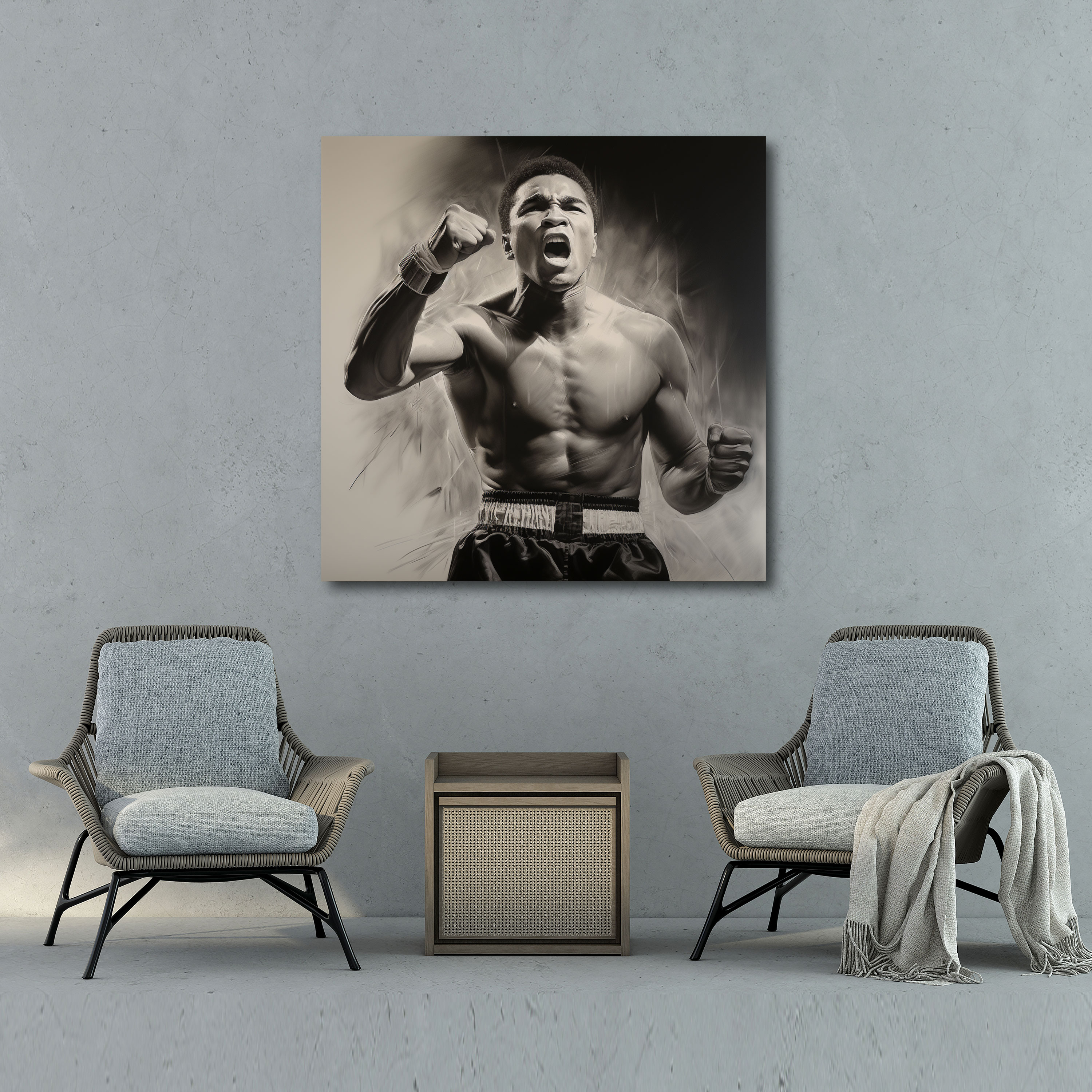 Muhammad Ali Canvas Print - Muhammad Ali, Canvas Wall Art, Canvas Print, Charcoal Sketch