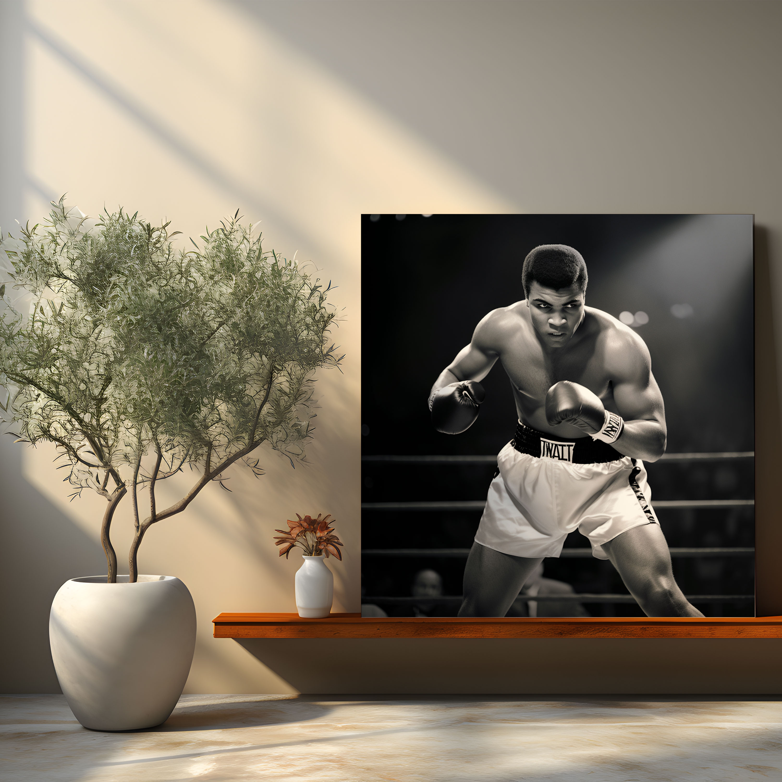 Muhammad Ali Wall Art - Intense Black And White Canvas Print - Muhammad Ali, Canvas Wall Art, Canvas, Wall Decoration