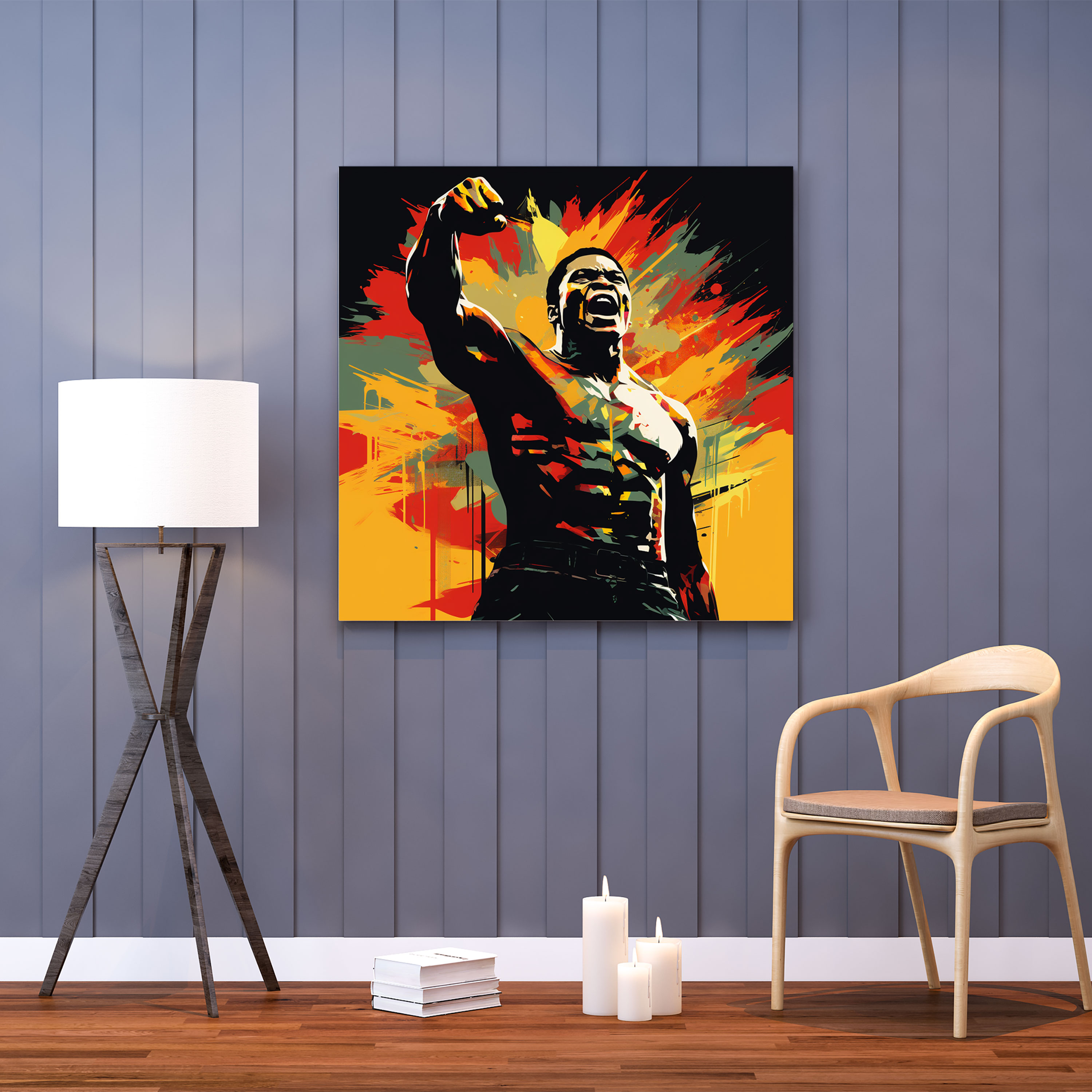 Muhammad Ali Duvar Süsü - Çağdaş Grafik Sanat Kanvas Tablo - Ev Dekorasyonunda Muhammad Ali