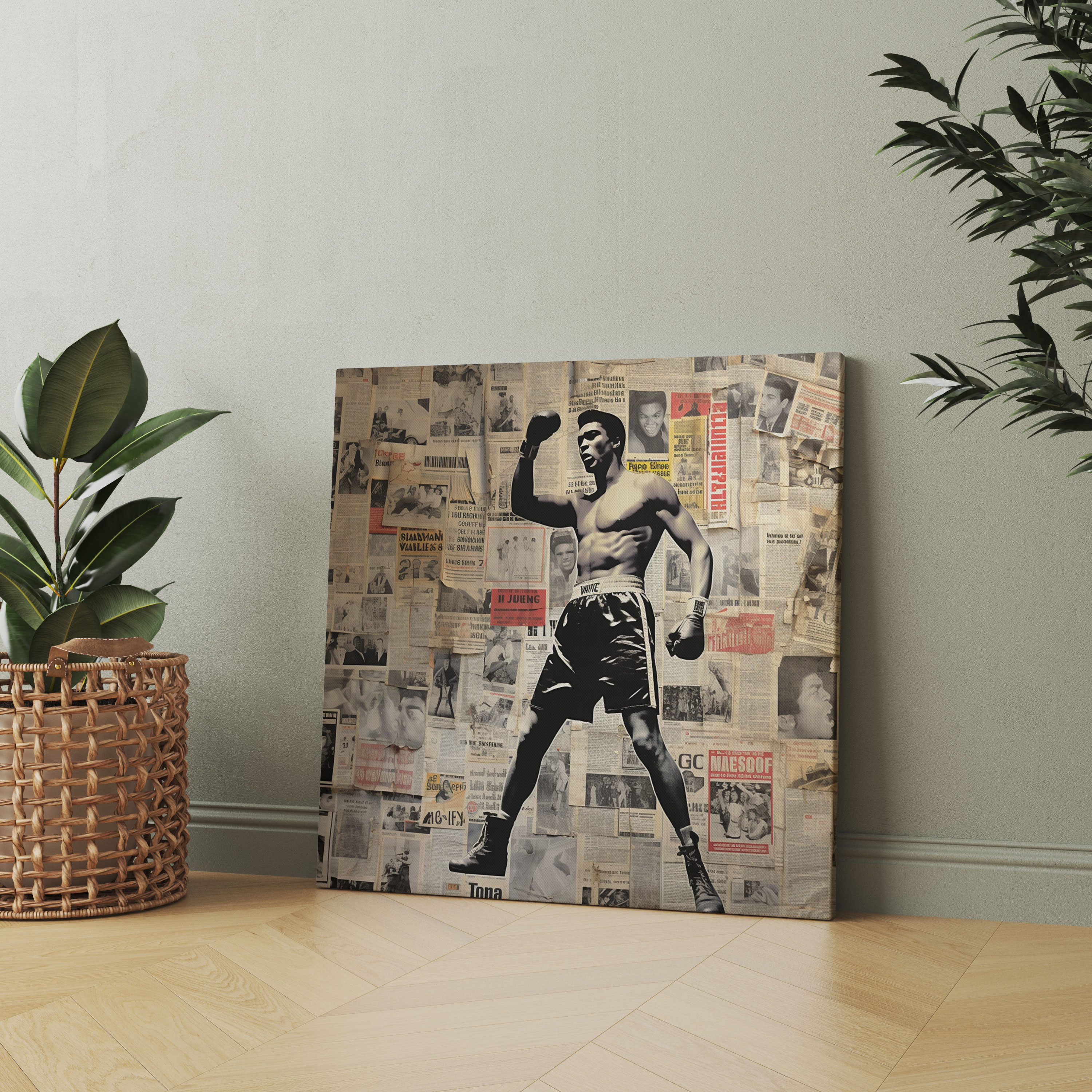 Muhammad Ali Wall Art - Newspaper Clippings Collage Canvas Print - Muhammad Ali, Newspaper Clippings, Muhammad Ali, Canvas Print