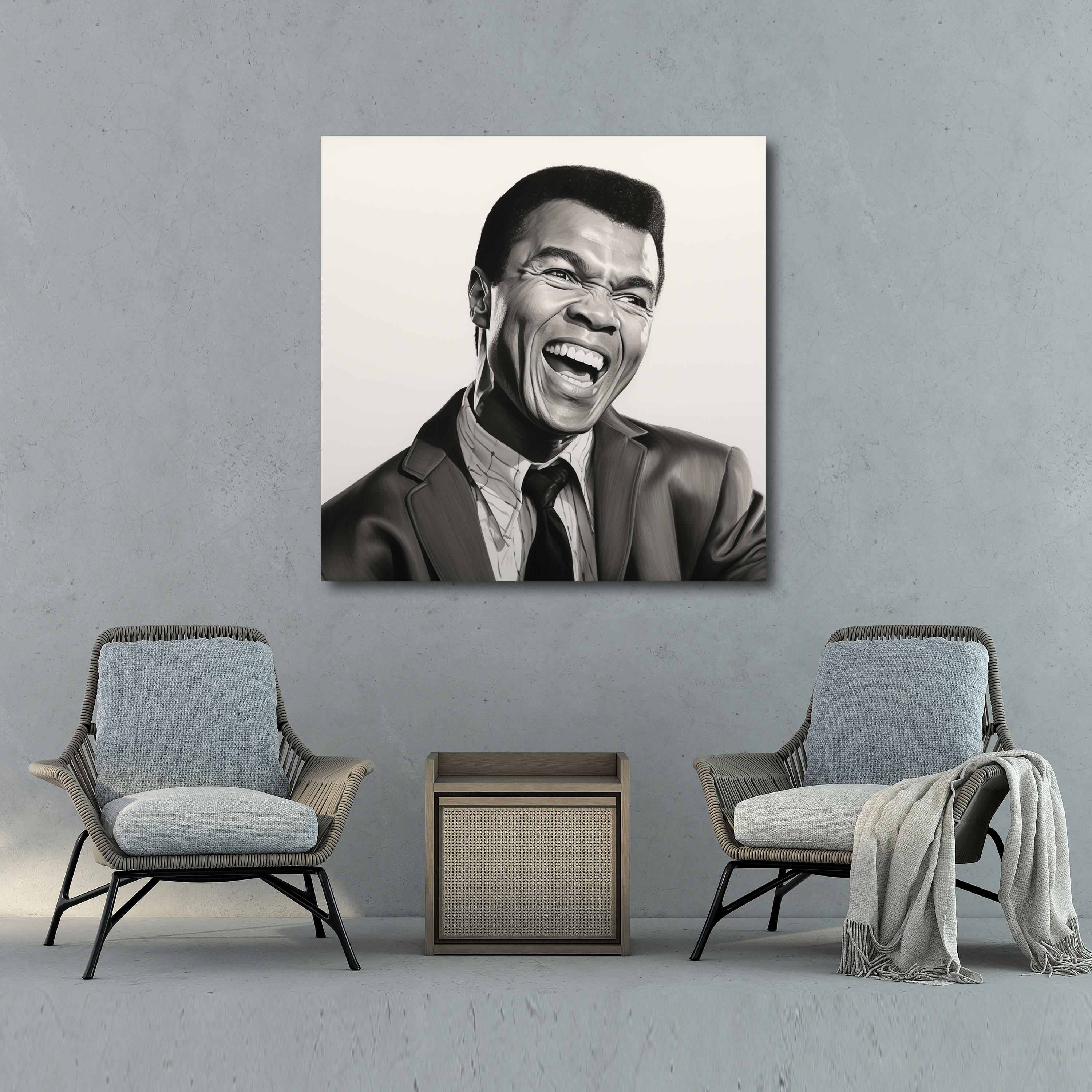 Muhammad Ali Canvas Print - Realistic Charcoal Drawing Wall Art - Muhammad Ali, Canvas Wall Art, Charcoal Drawing, Canvas