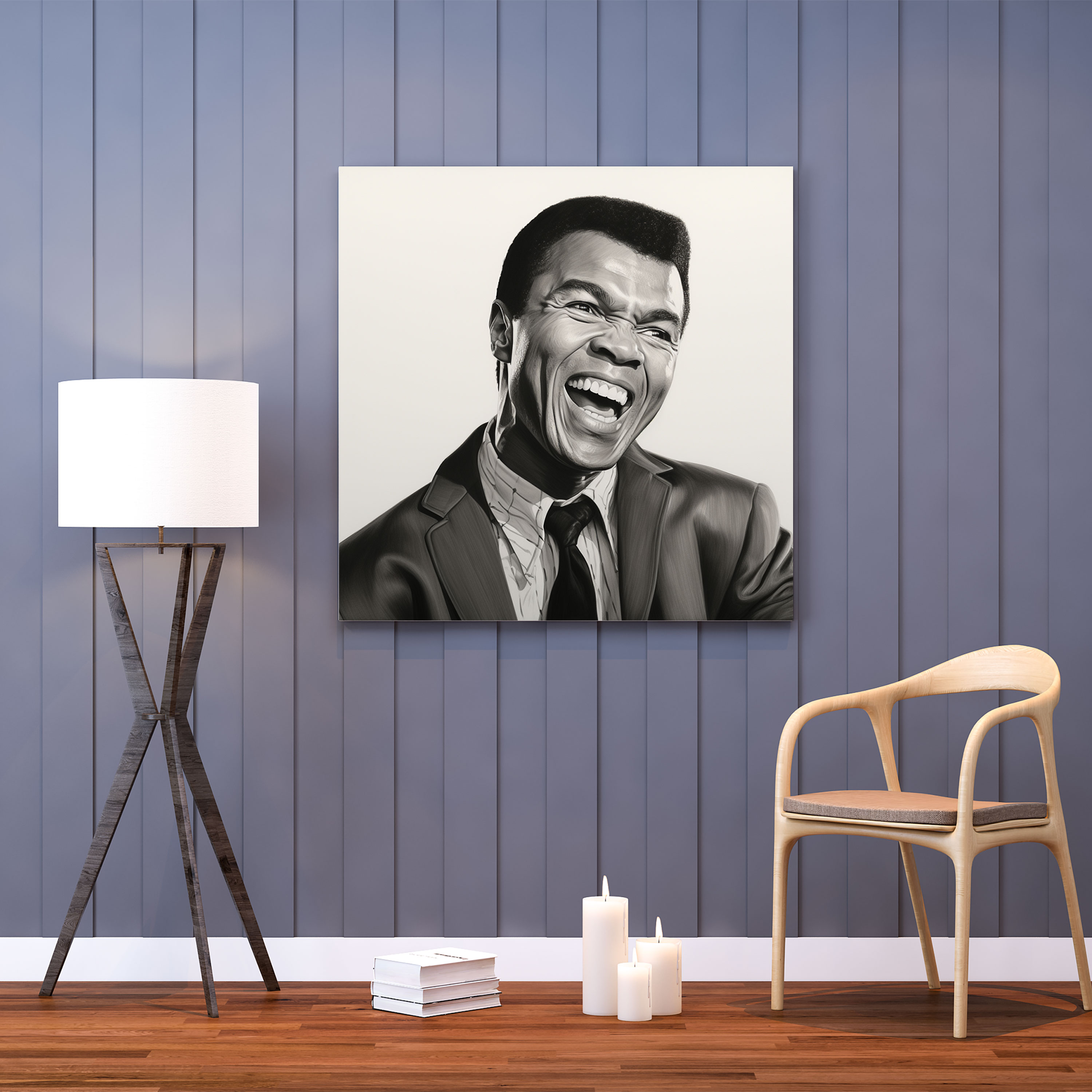 Muhammad Ali Canvas Print - Realistic Charcoal Drawing Wall Art - Muhammad Ali, Canvas Wall Art, Charcoal Drawing, Canvas