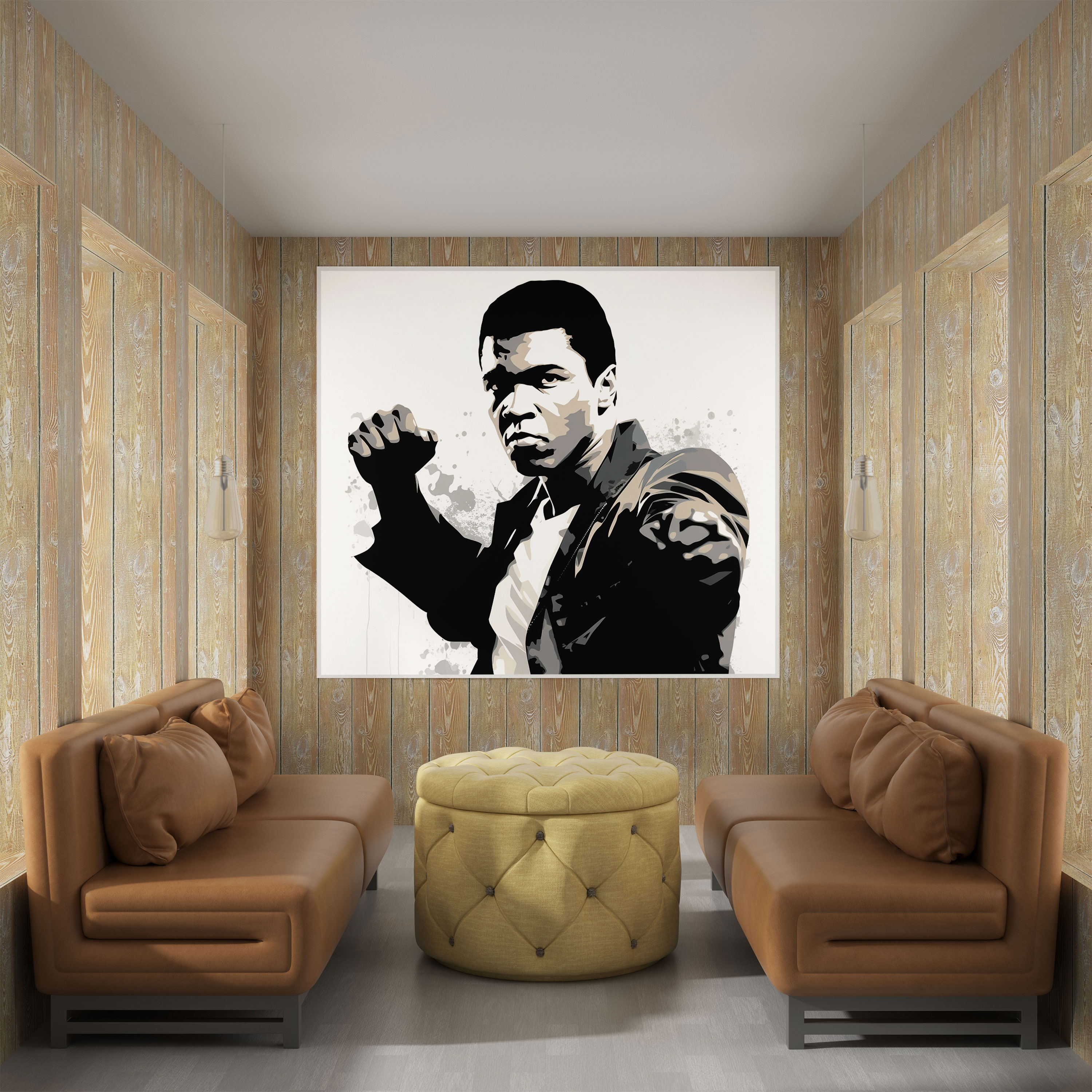 Muhammad Ali Canvas Wall Decoration - Muhammad Ali, Champion, Graphic Artwork, Silhouette