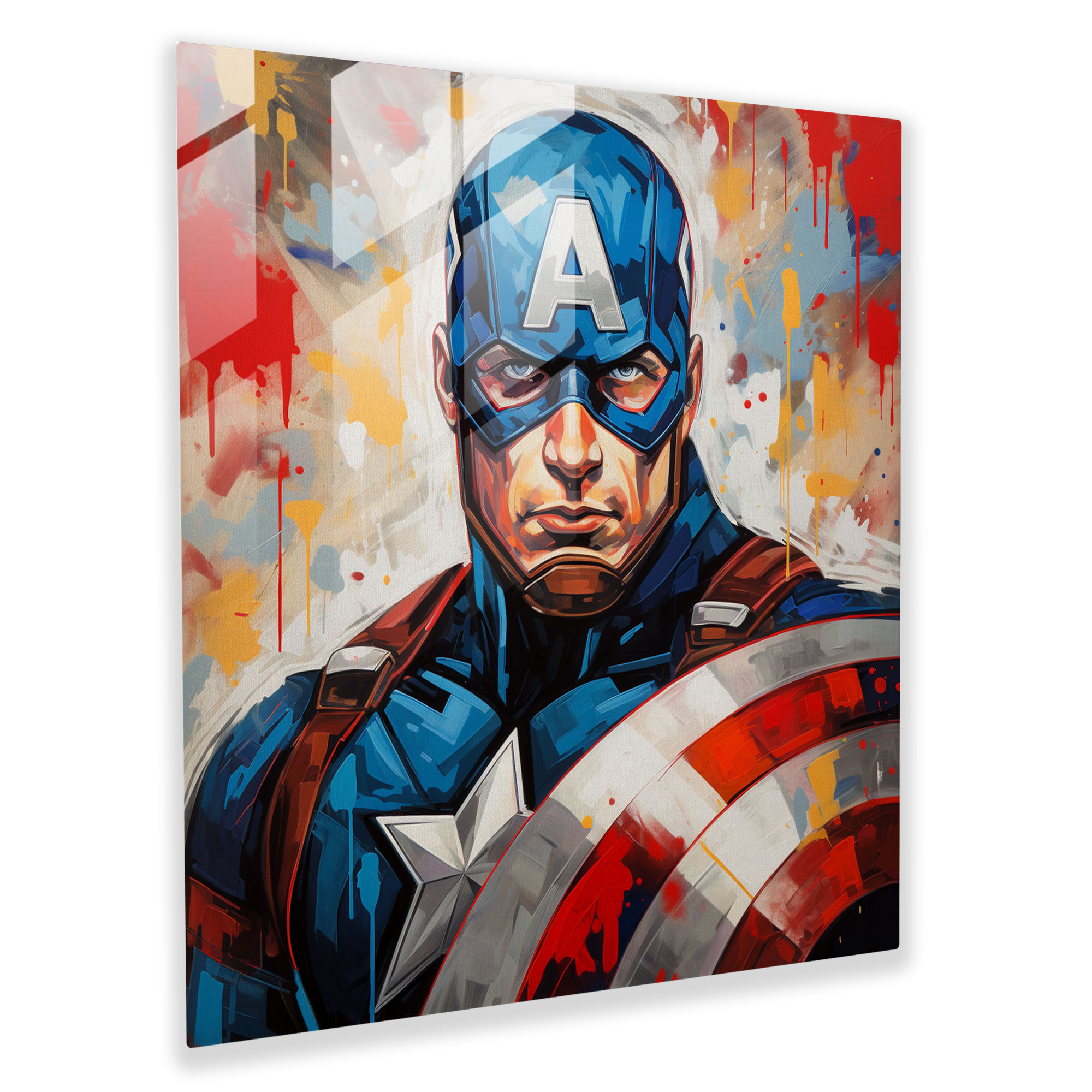 Marvel Captain America Pop Art Cam Tablo - Marvel Pop Art Resim Modern Sanat