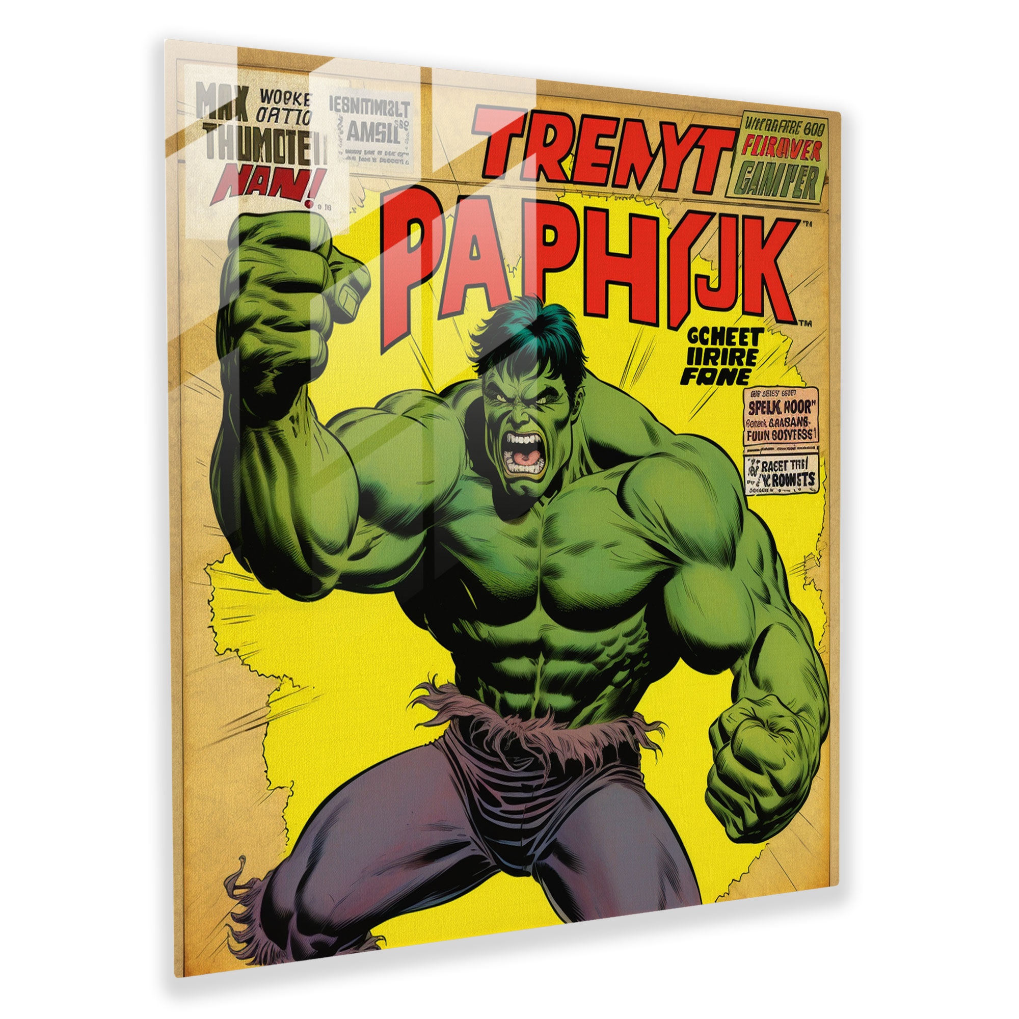 Marvel İnanılmaz Hulk Vintage Cam Tablo - Marvel Vintage Çizgi Roman Kapak Duvar Dekorasyonu İnanılmaz Hulk