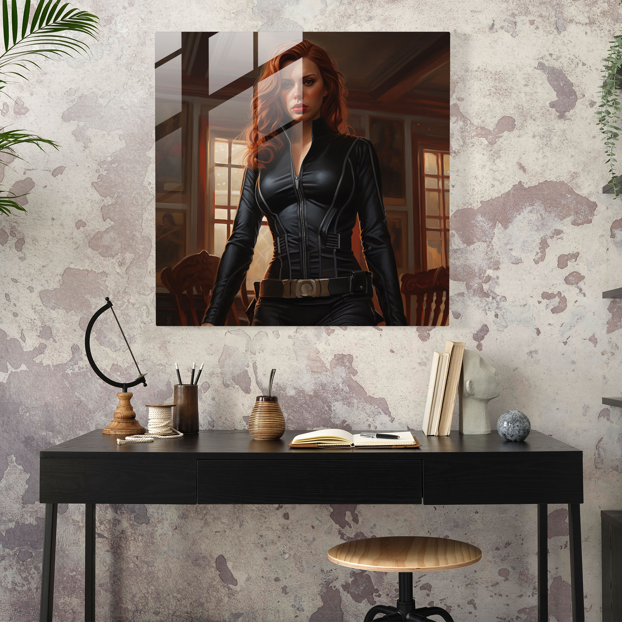 Marvel Siyah Dul Fotorealistik Cam Tablo - Marvel Cam Duvar Sanatı Ev Dekorasyonu Modern Sanat
