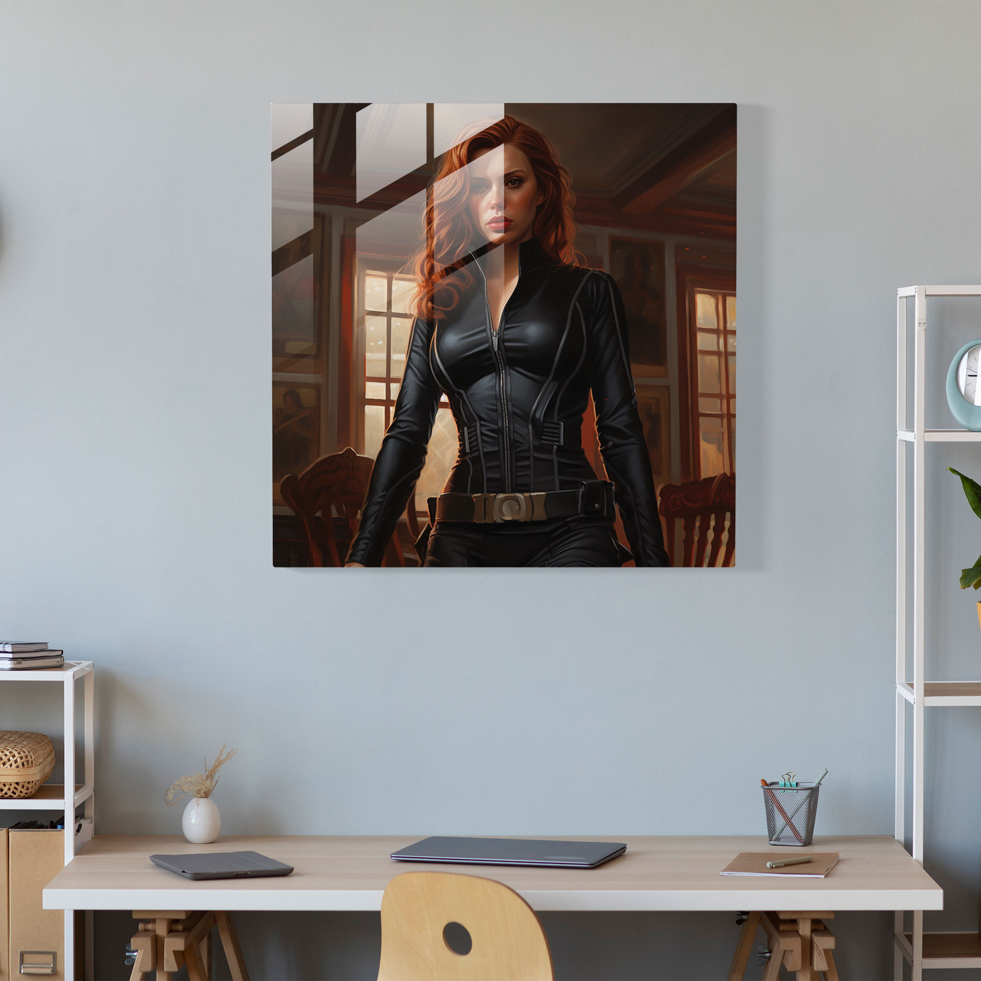 Marvel Siyah Dul Fotorealistik Cam Tablo - Marvel Cam Duvar Sanatı Ev Dekorasyonu Modern Sanat
