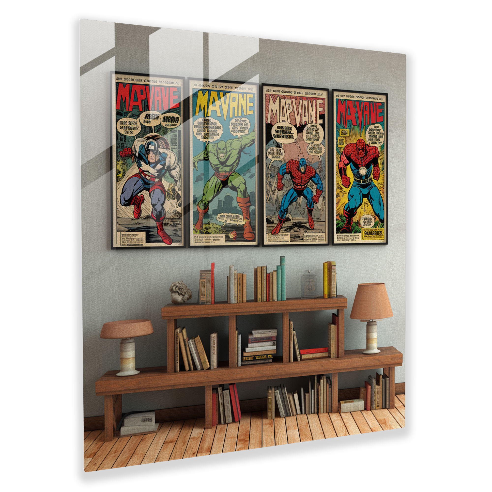Harika Cam Tablo - Vintage Çizgi Roman Esinli Sanat - Marvel Modern Sanat Çizgi Roman Kapakları Otantiklik