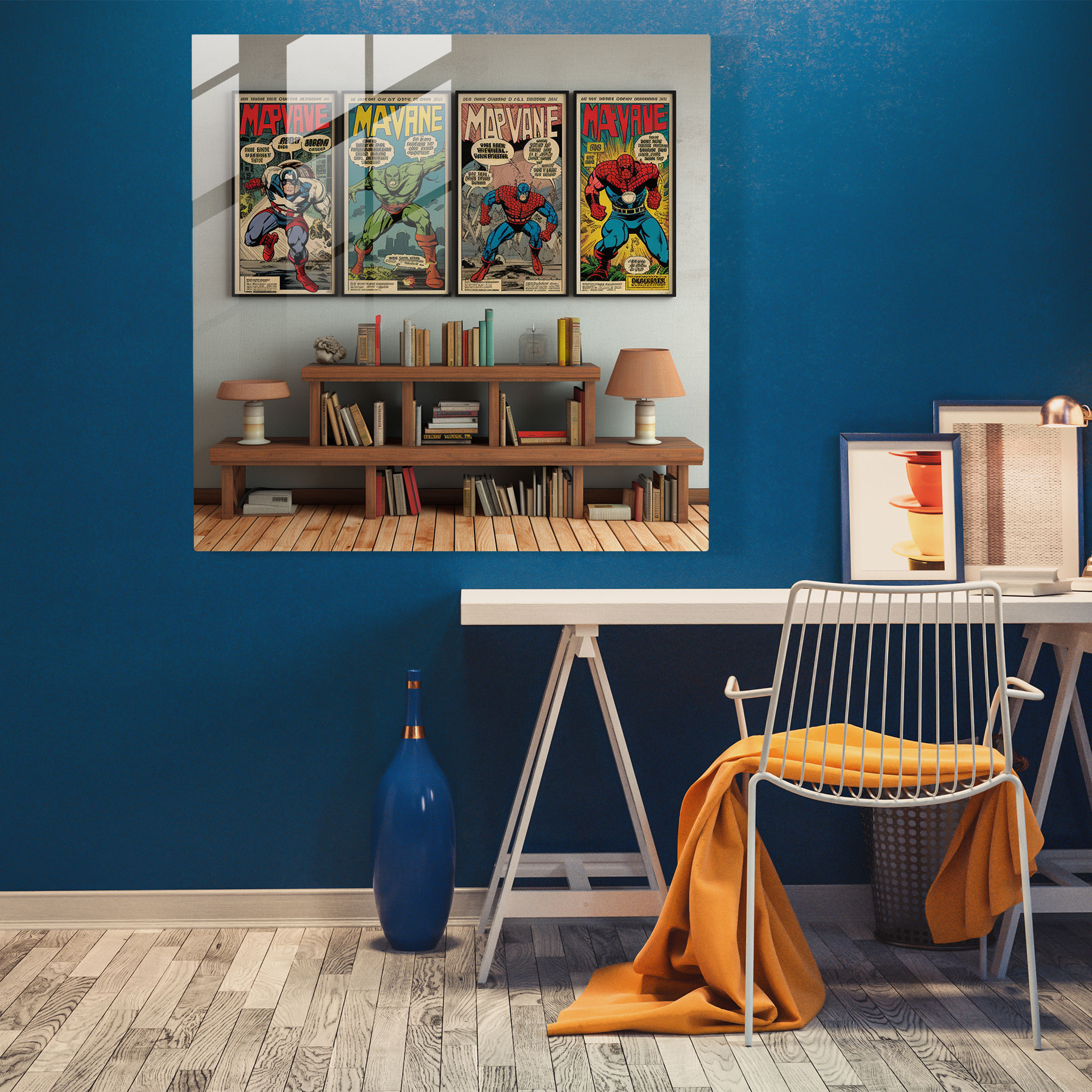 Harika Cam Tablo - Vintage Çizgi Roman Esinli Sanat - Marvel Modern Sanat Çizgi Roman Kapakları Otantiklik