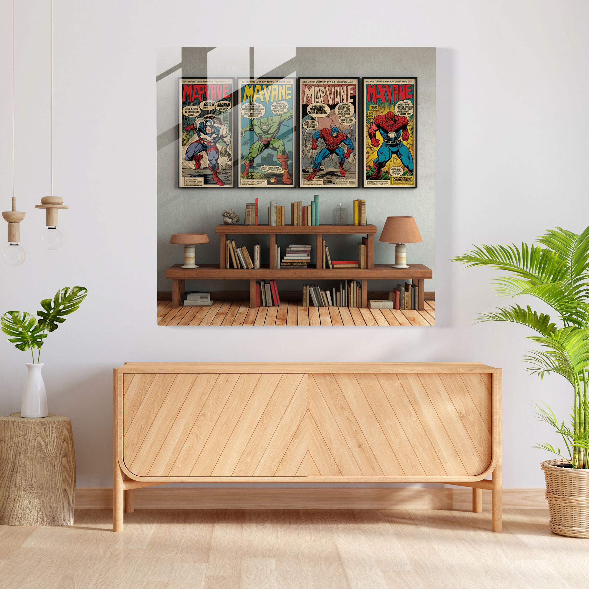 Harika Cam Tablo - Vintage Çizgi Roman Esinli Sanat - Marvel Modern Sanat Çizgi Roman Kapakları Otantiklik