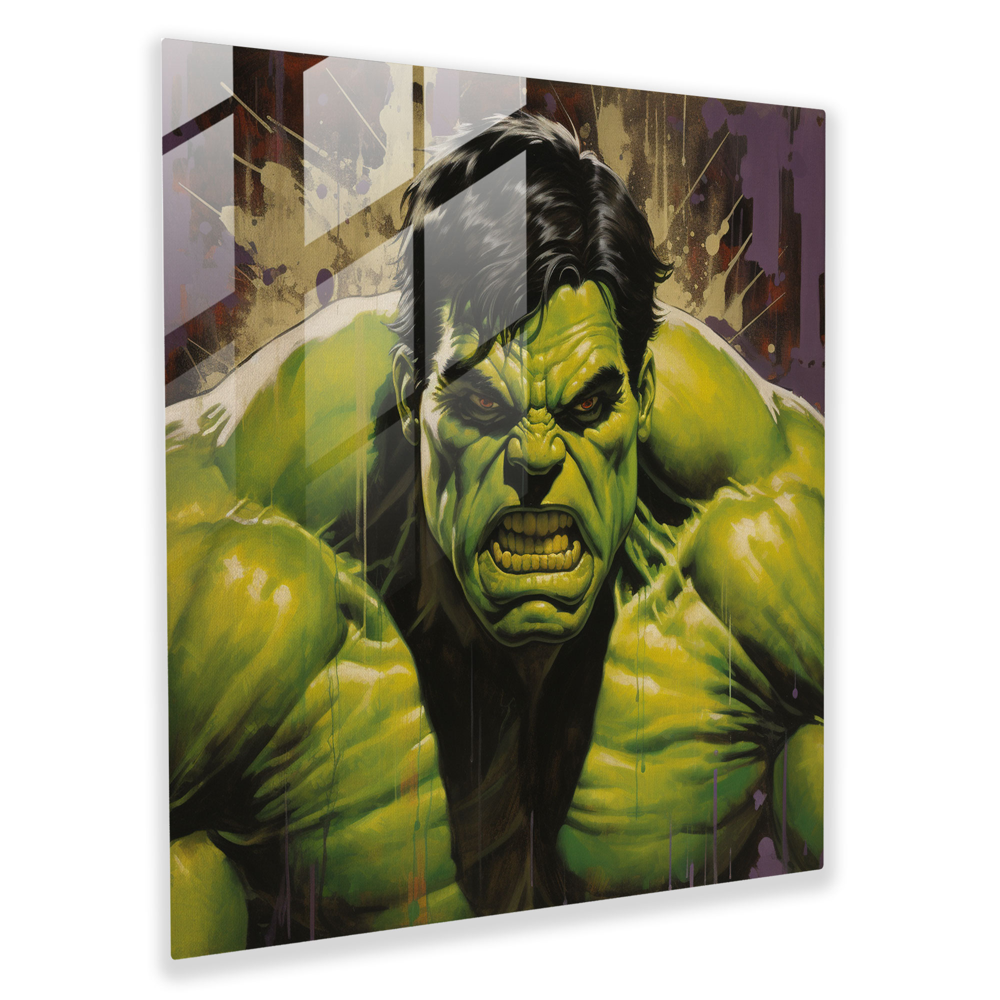 Marvel Incredible Hulk Glass Print - Marvel, Glass Art, Wall Decoration, Marvel
