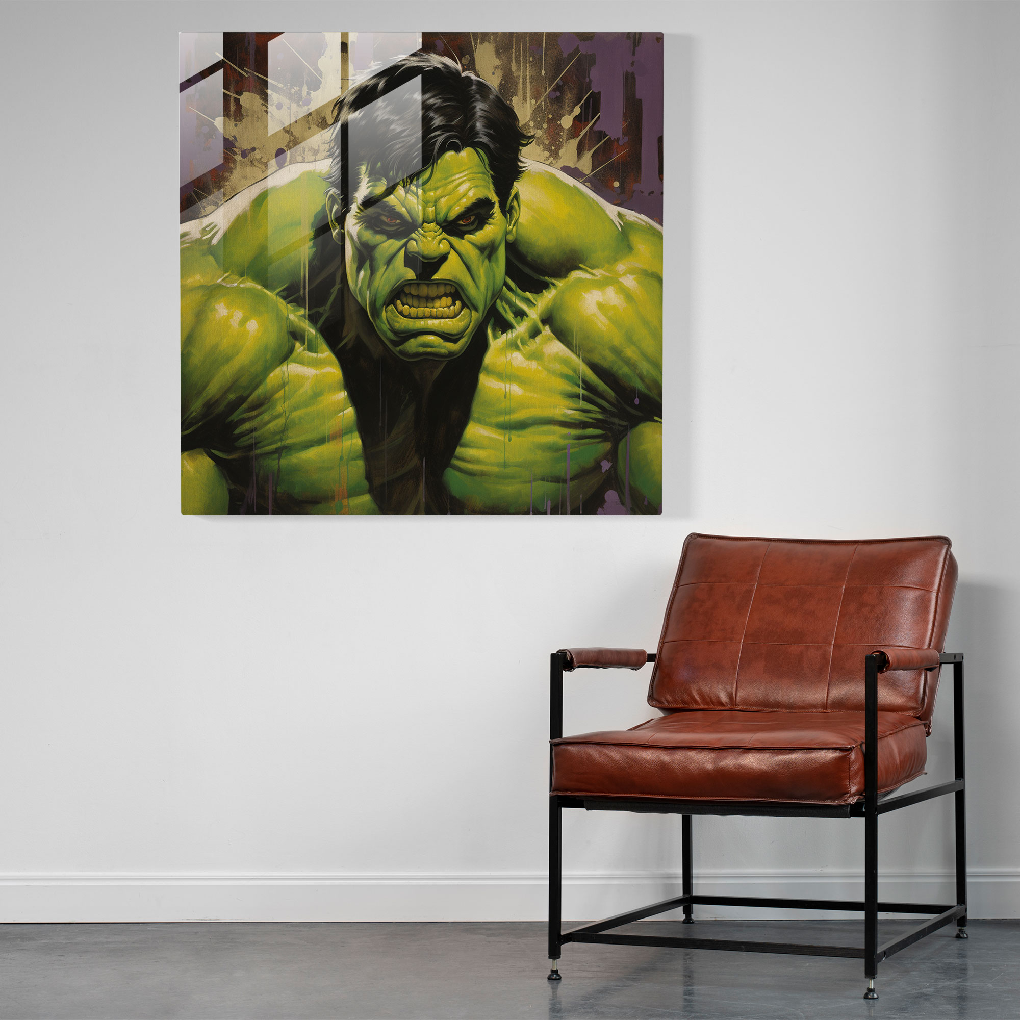 Marvel Incredible Hulk Glass Print - Marvel, Glass Art, Wall Decoration, Marvel
