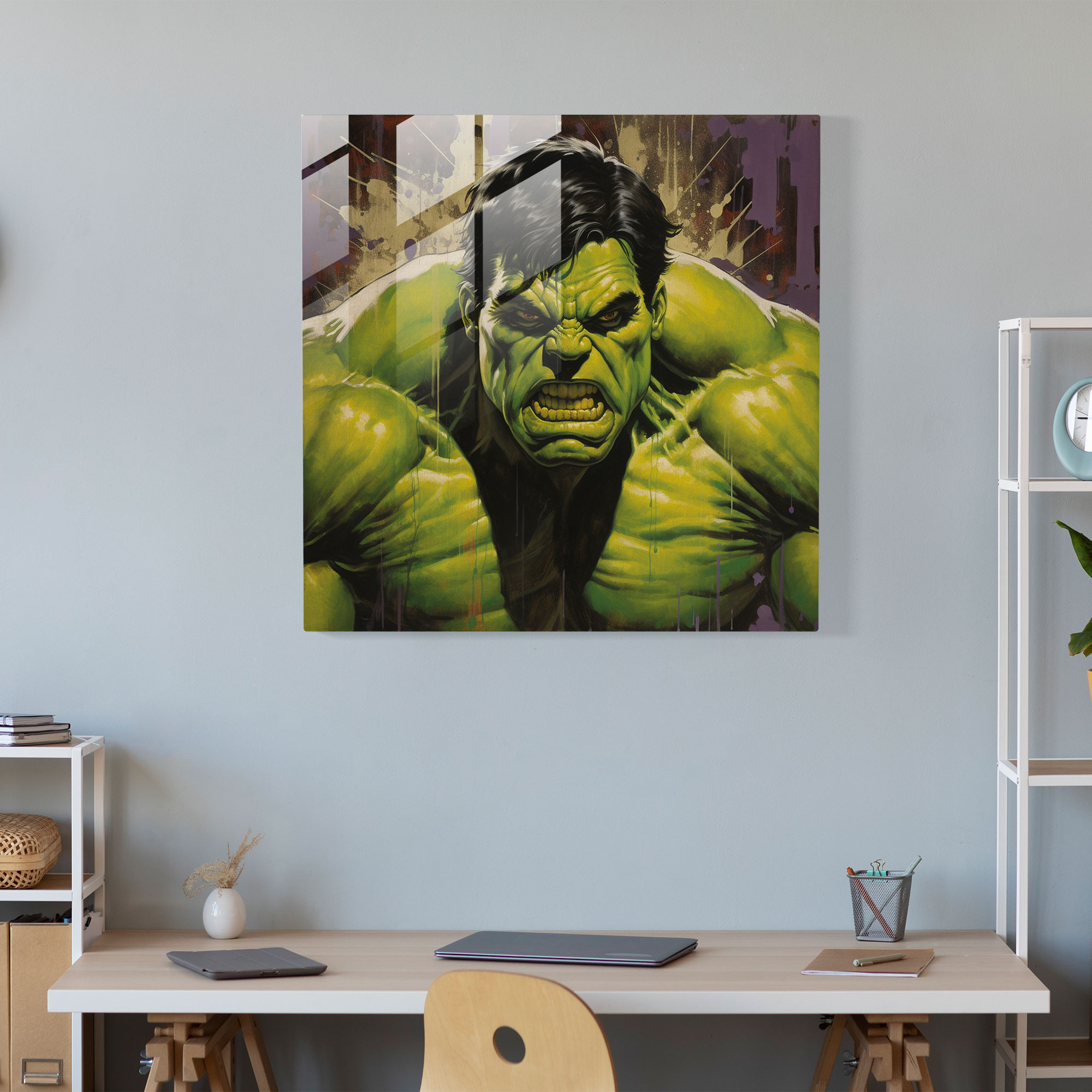Marvel Incredible Hulk Glass Print - Marvel, Glass Art, Wall Decoration, Marvel