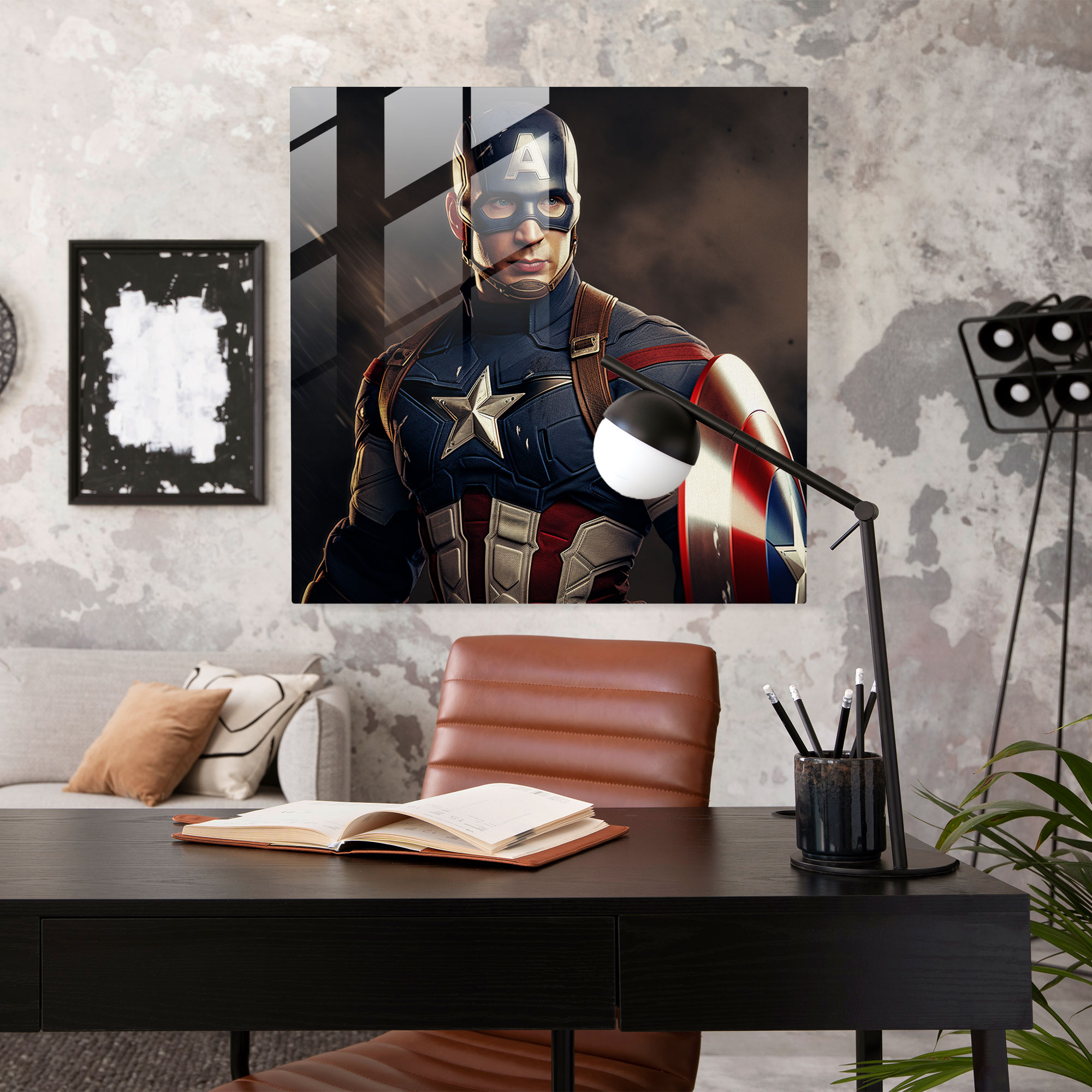 Marvel Glass Print - Realistic Captain America Digital Painting - Marvel, Digital Painting, Wall Decoration, Glass Wall Art