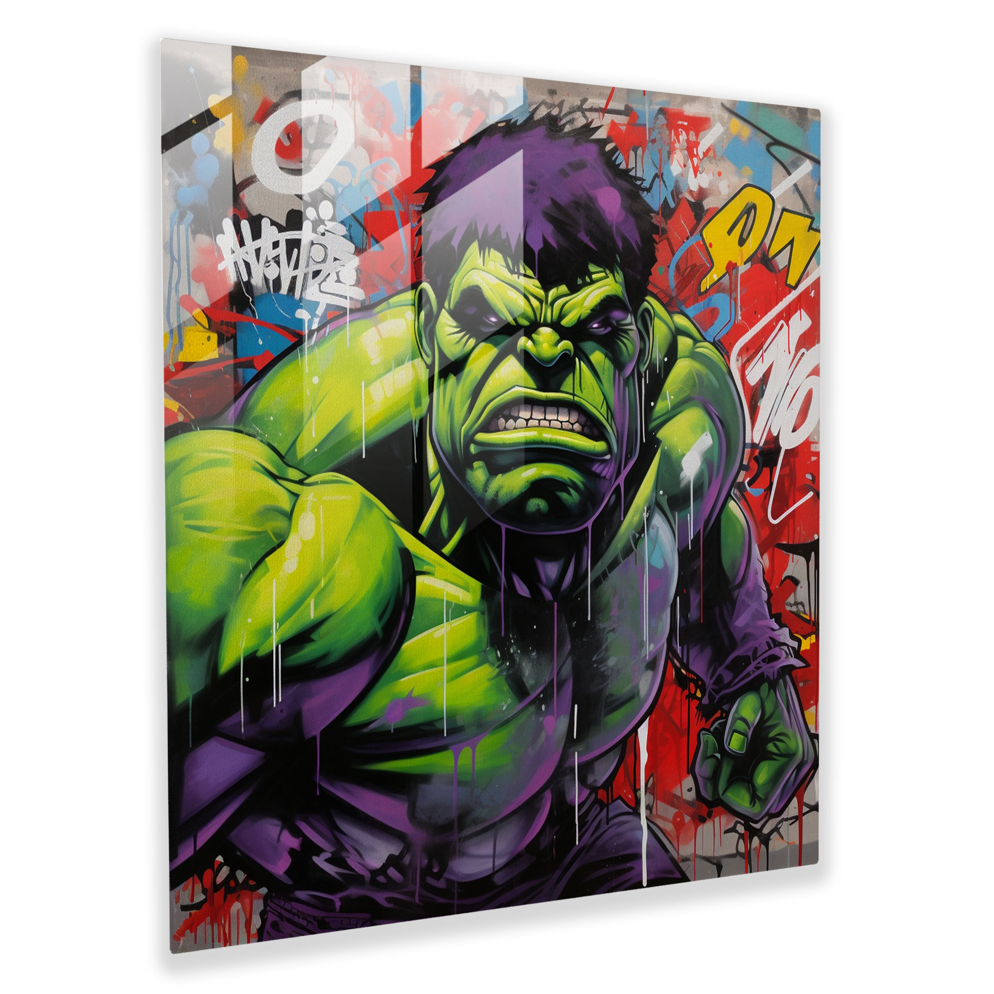 Marvel Glass Print - Hulk Graffiti Power Artwork - Marvel, Glass Print, Artwork, Wall Decoration