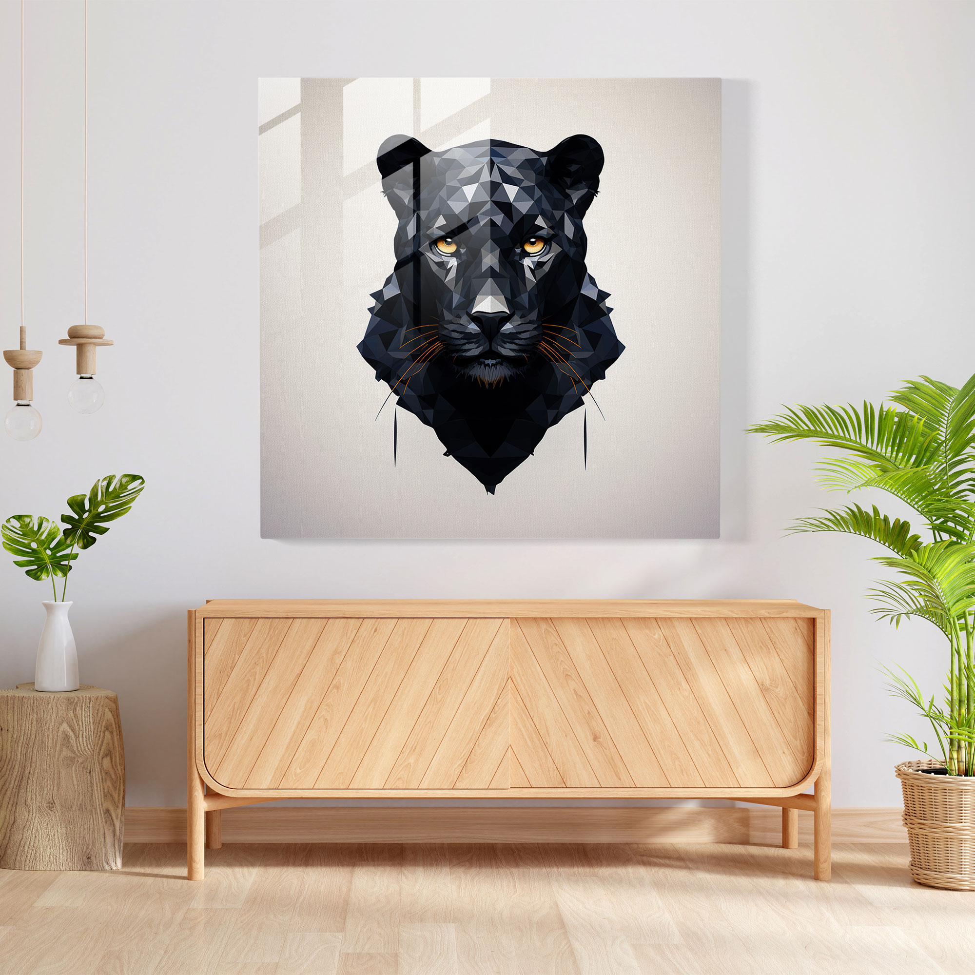 Marvel Glass Print - Geometric Black Panther Art - Marvel, Geometric, Art, Glass Wall Art