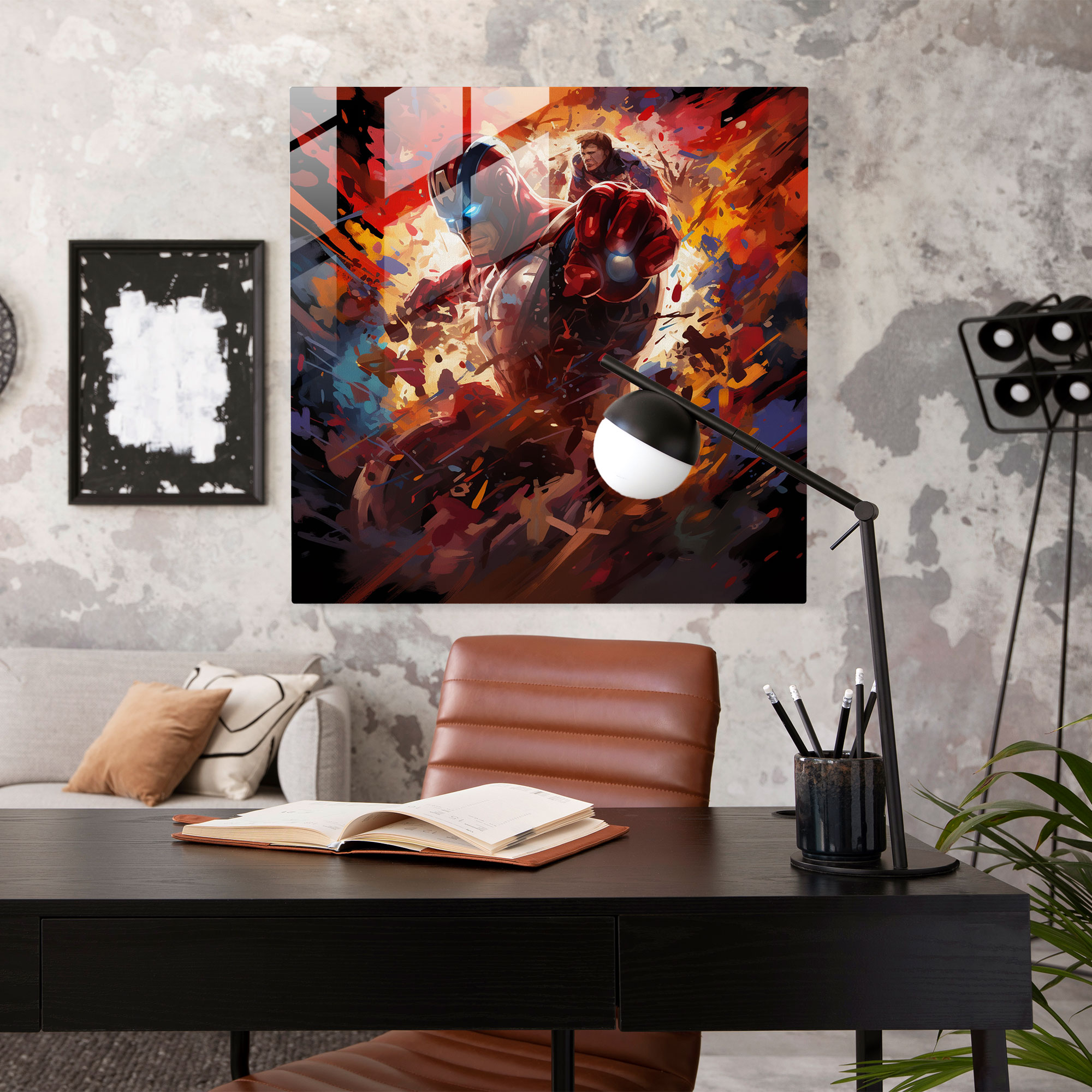Marvel Explosive Battle Glass Print - Marvel, Villains, Glass Art, Wall Decoration