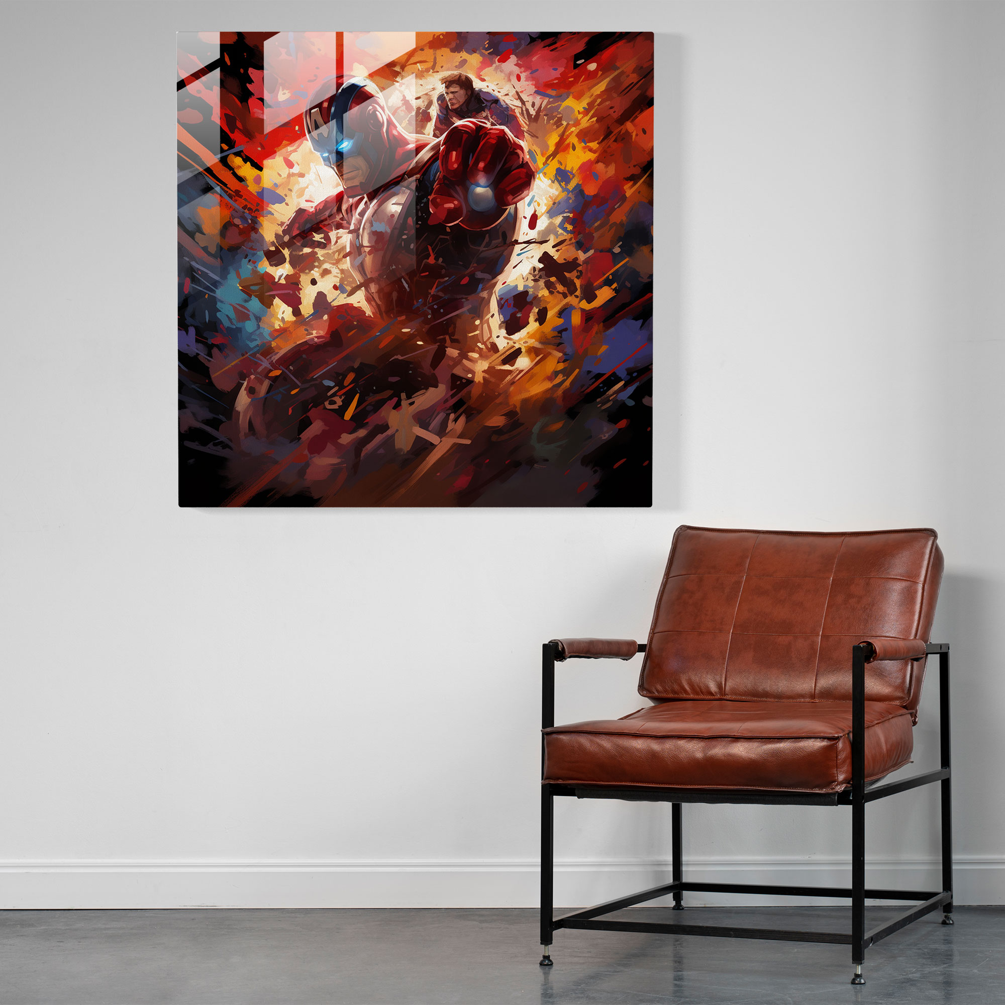 Marvel Explosive Battle Glass Print - Marvel, Villains, Glass Art, Wall Decoration