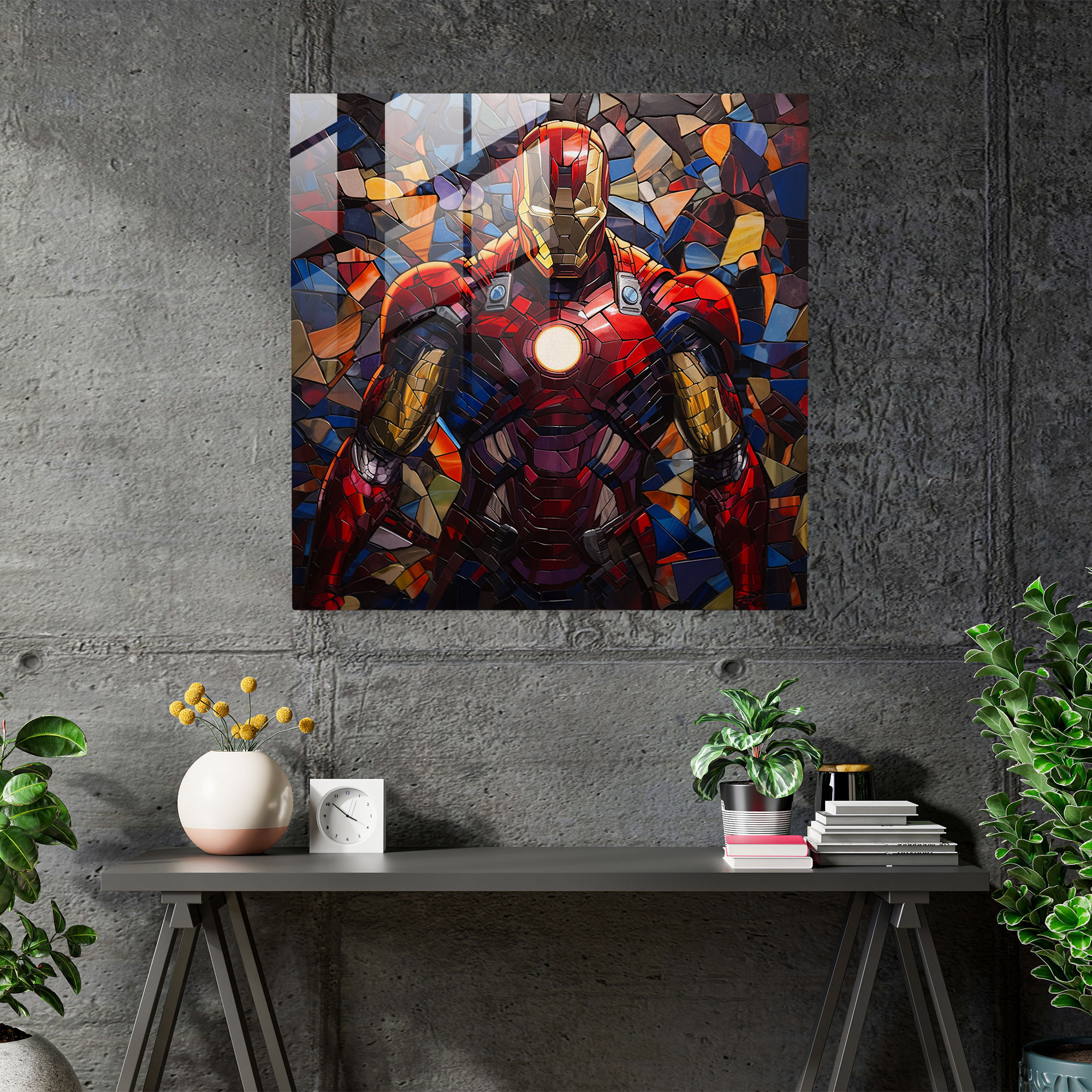 Marvel Glass Print - Abstract Collage Of Marvel Symbols And Characters - Marvel, Glass Art, Marvel Characters, Mosaic Of Colors