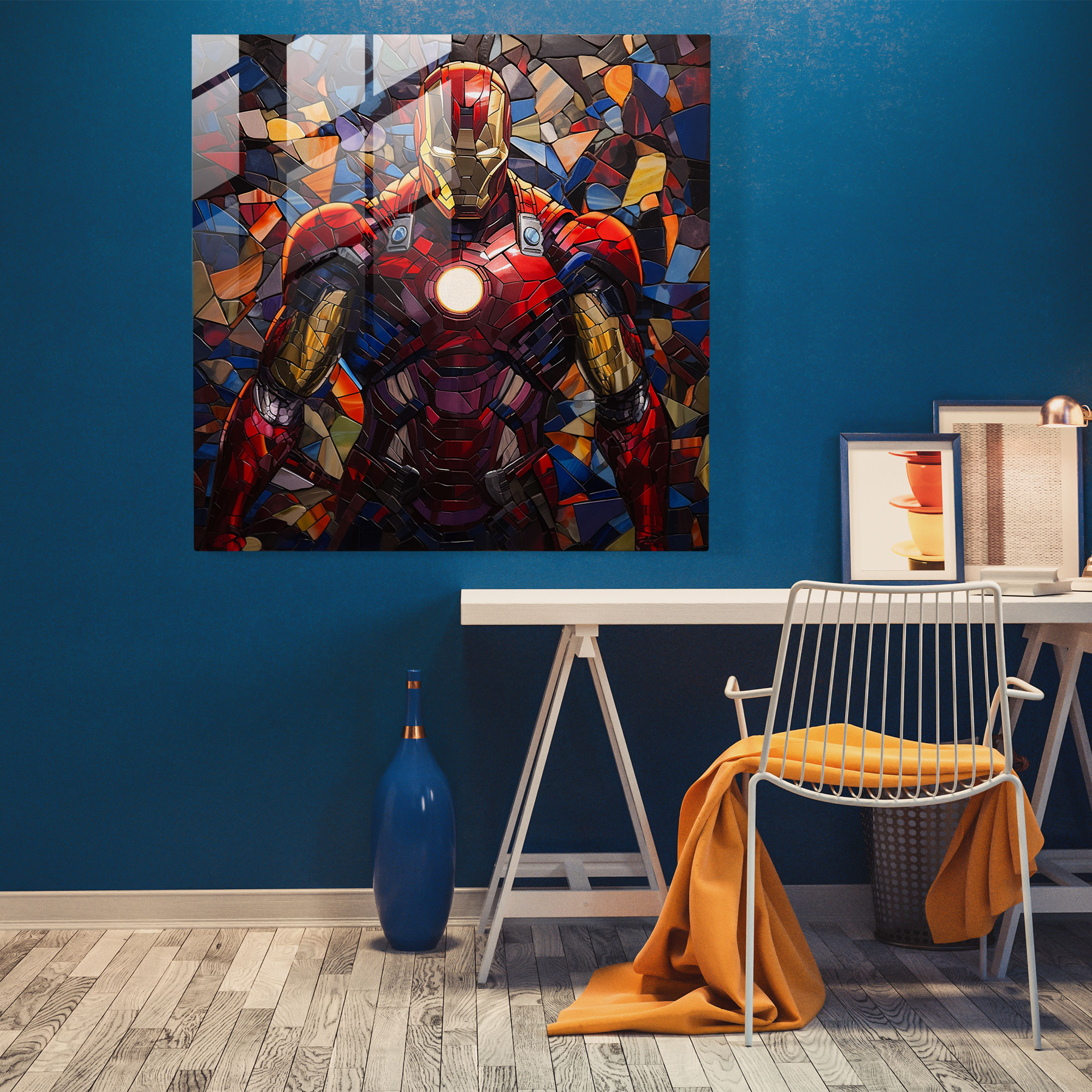 Marvel Glass Print - Abstract Collage Of Marvel Symbols And Characters - Marvel, Glass Art, Marvel Characters, Mosaic Of Colors