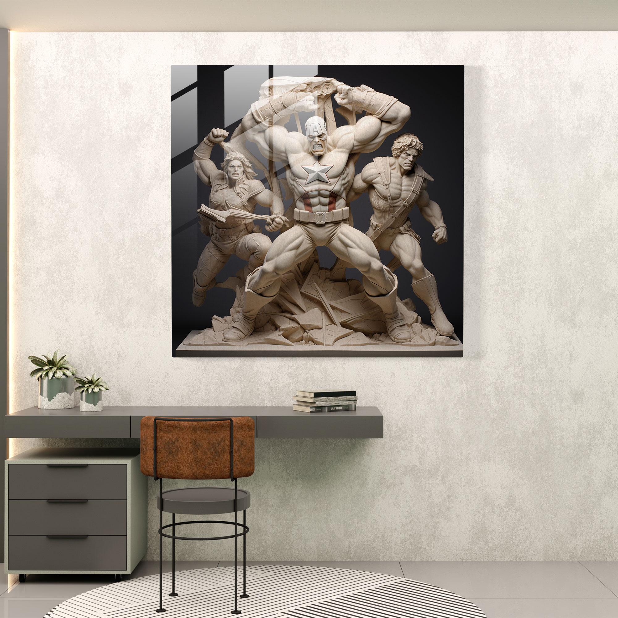 Marvel 3D Sculptural Glass Print - Marvel, Home Decoration, Captivating, Glass Wall Art