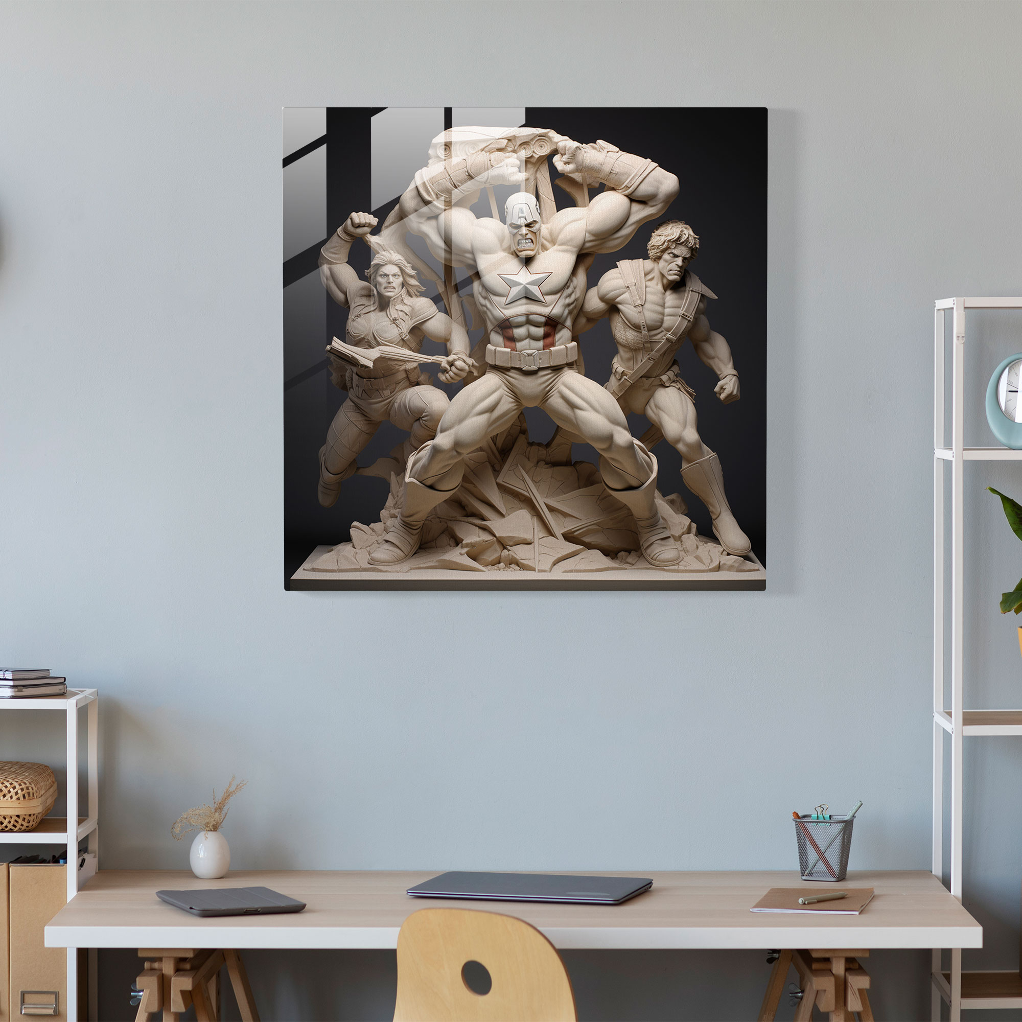 Marvel 3D Sculptural Glass Print - Marvel, Home Decoration, Captivating, Glass Wall Art