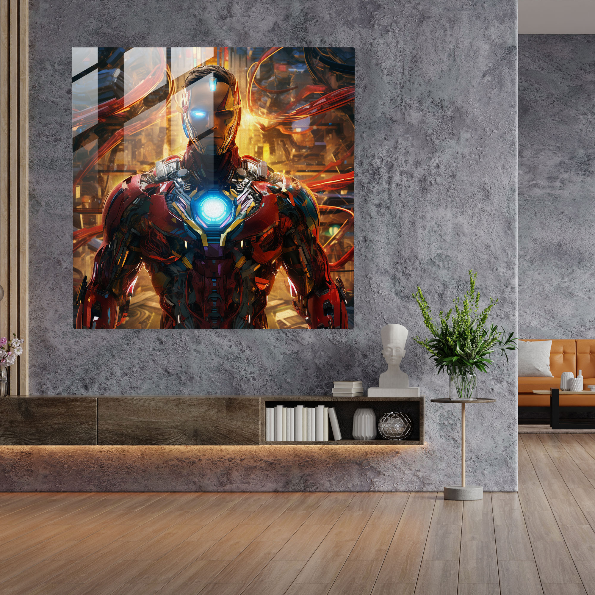 Marvel Futuristic Digital Glass Print - Marvel, Home Decoration, Glass Print, Futuristic Digital Artwork