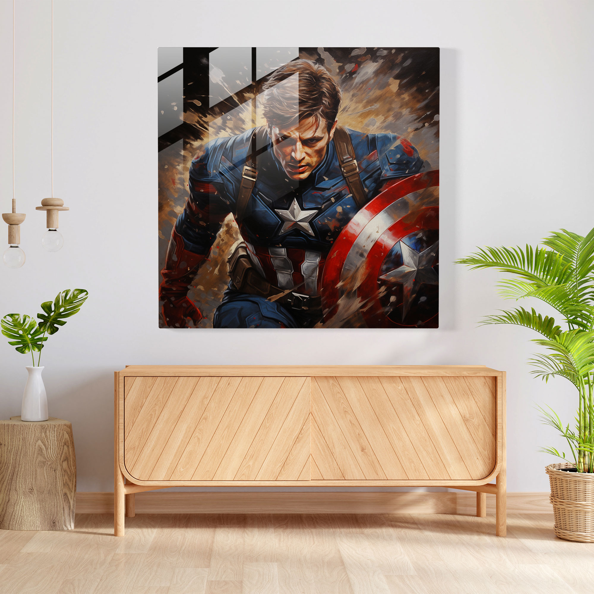 Marvel Superhero Portrait Glass Print - Marvel, Wall Decoration, Glass Wall Art, Oil Painting