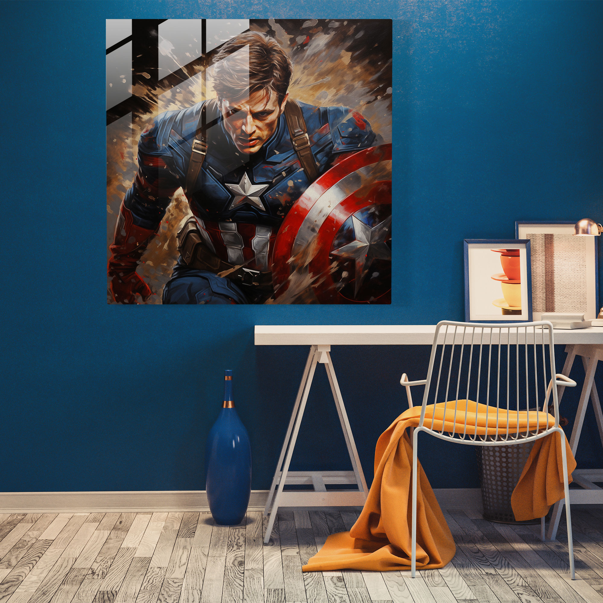 Marvel Superhero Portrait Glass Print - Marvel, Wall Decoration, Glass Wall Art, Oil Painting