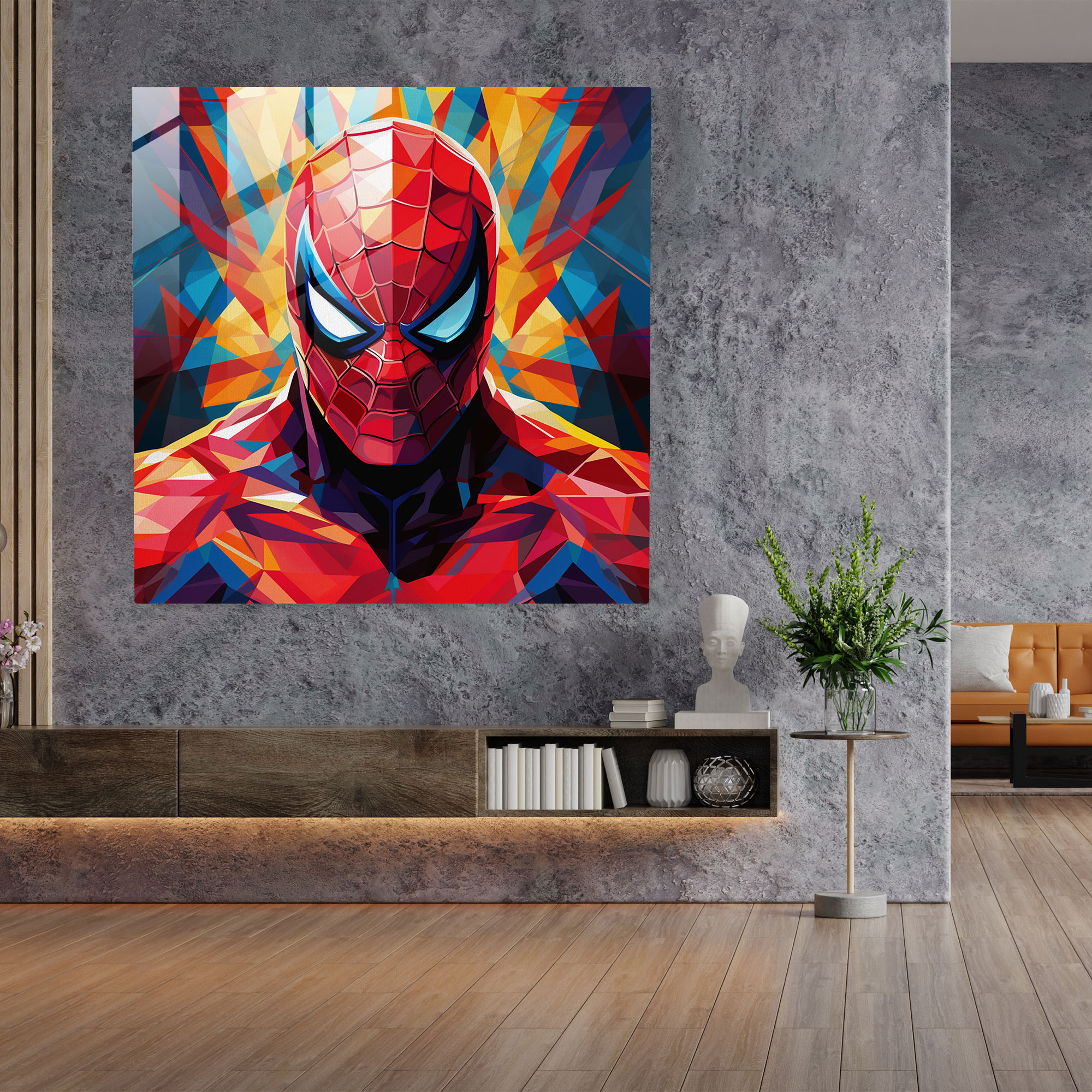 Marvel Geometrik Cam Tablo Baskı - Marvel Duvar Dekorasyonu Cam Duvar Sanatı Marvel Karakterleri