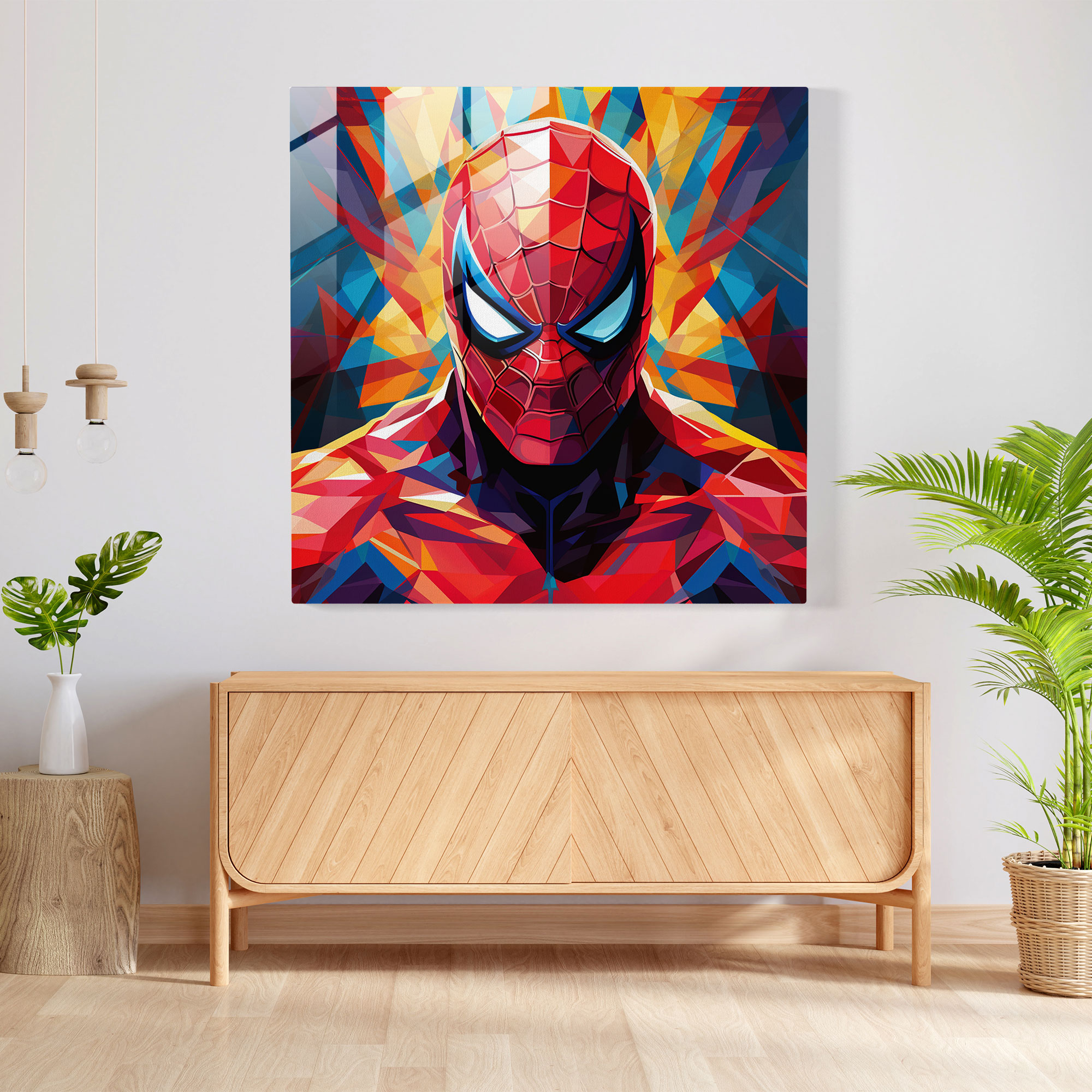 Marvel Geometrik Cam Tablo Baskı - Marvel Duvar Dekorasyonu Cam Duvar Sanatı Marvel Karakterleri