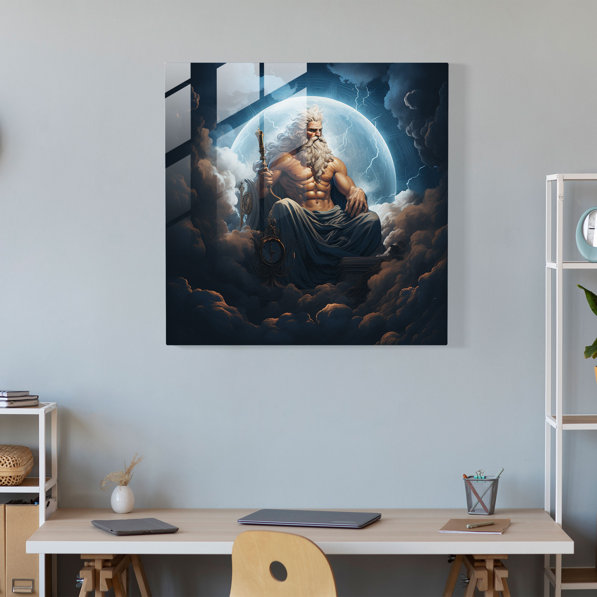 Zeus auf dem Berg Olympus - Glasbild der mythischen Gottheit