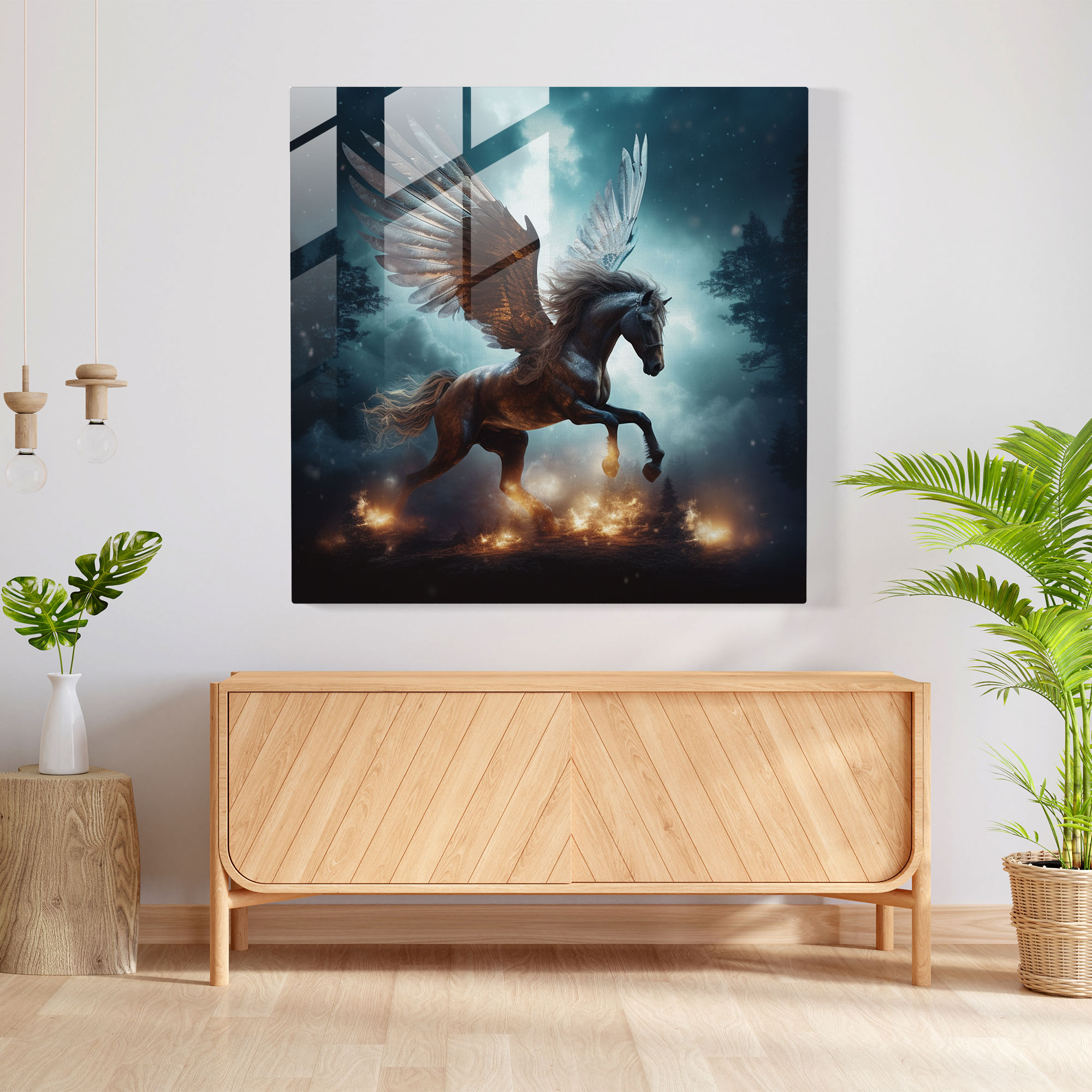 Göksel Harikalar Cam Tablo - Uçan Pegasus