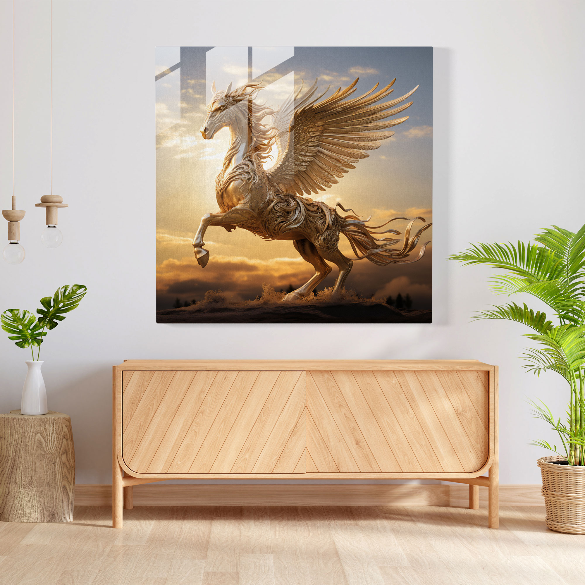 Büyülü Pegasus Cam Tablo Sanatı