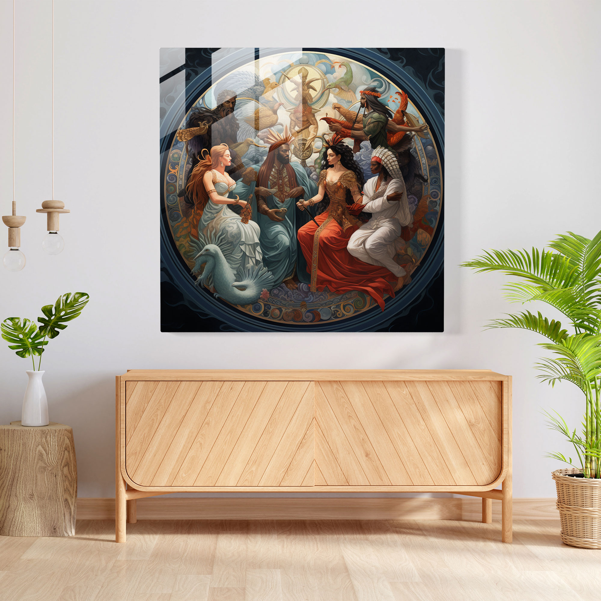 Pantheon Harmonia Cam Tablo - Ev Dekorasyonu Duvar Süsü Cam Sanatı Modern Sanat Eseri