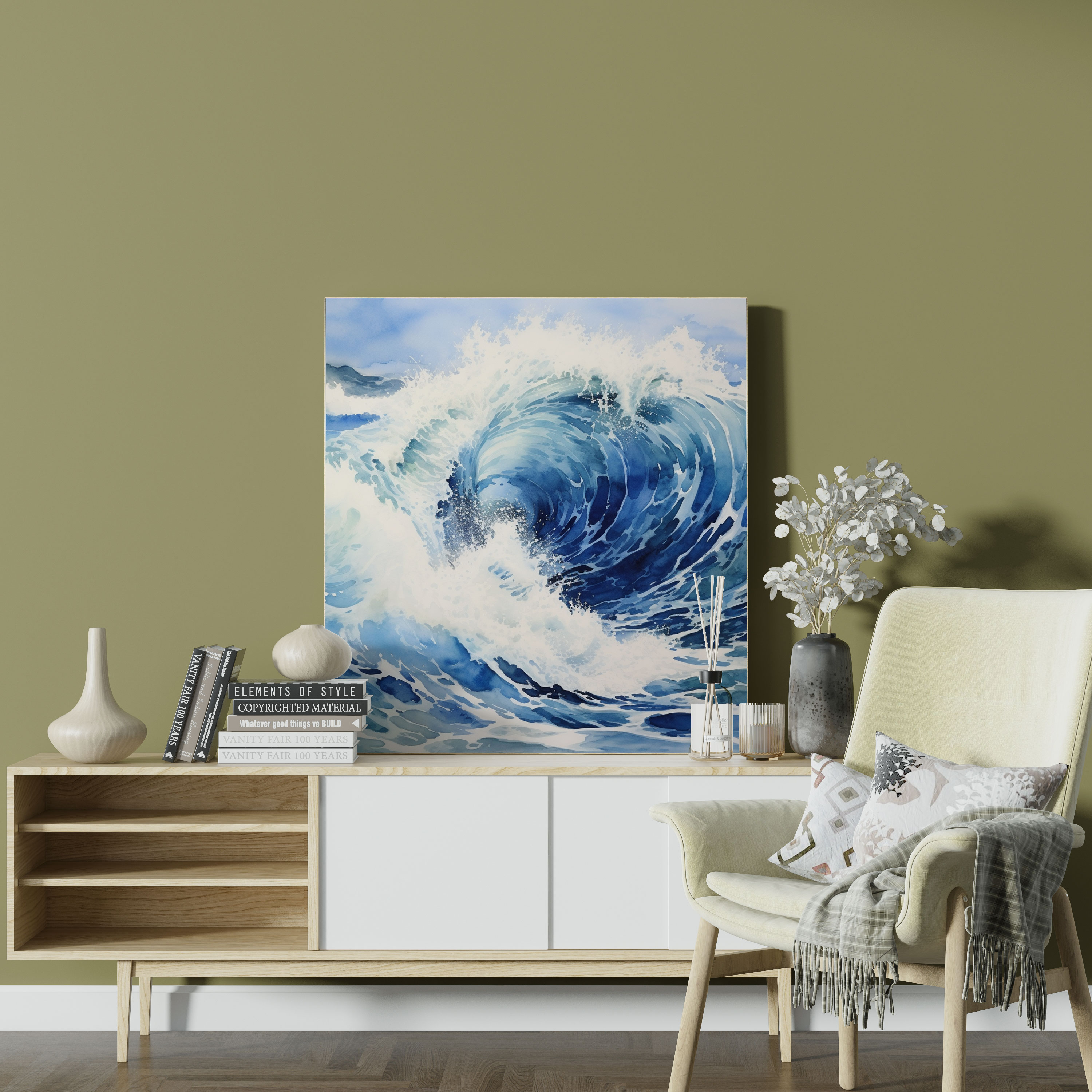Navy Blue Wave Canvas Print - Navy, Canvas Wall Art, Abstract, Blue Wave